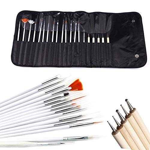 20PCS Nail Art Brushes Set with Plastic Handle - Professional Nail Painting, Dotting & Body Art Design Tools (Pink) for DIY Manicure, Salon & Home Nail Art