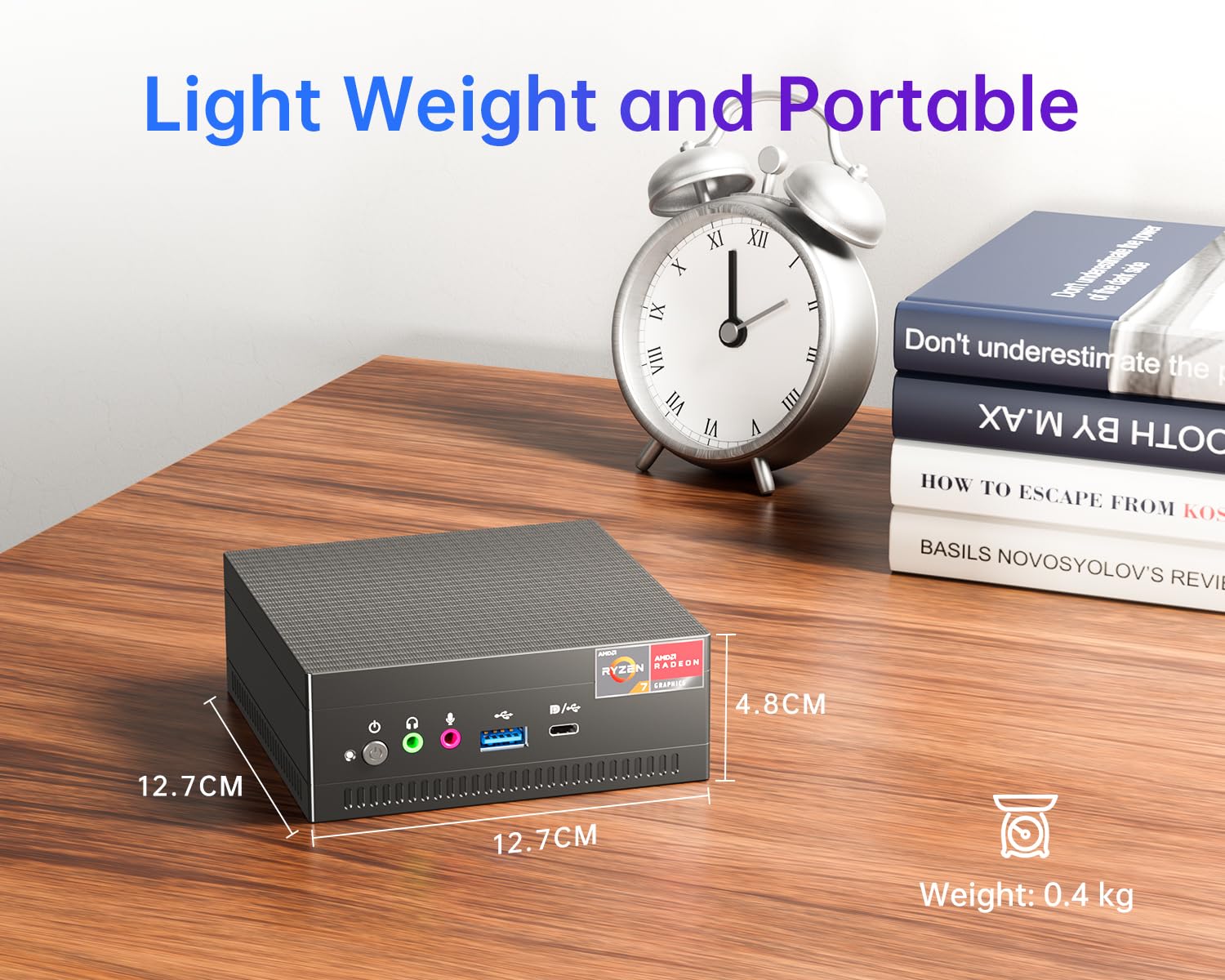 SkyBarium Mini PC AMD Ryzen 7 3750H (2.3GHz up to 4.0GHz) 8GB RAM 256GB SSD, Windows 11 Mini Computer with WiFi 5 & Bluetooth 4.2, 4K@60Hz Triple Display - Perfect for Home Office, Business Work & Gaming