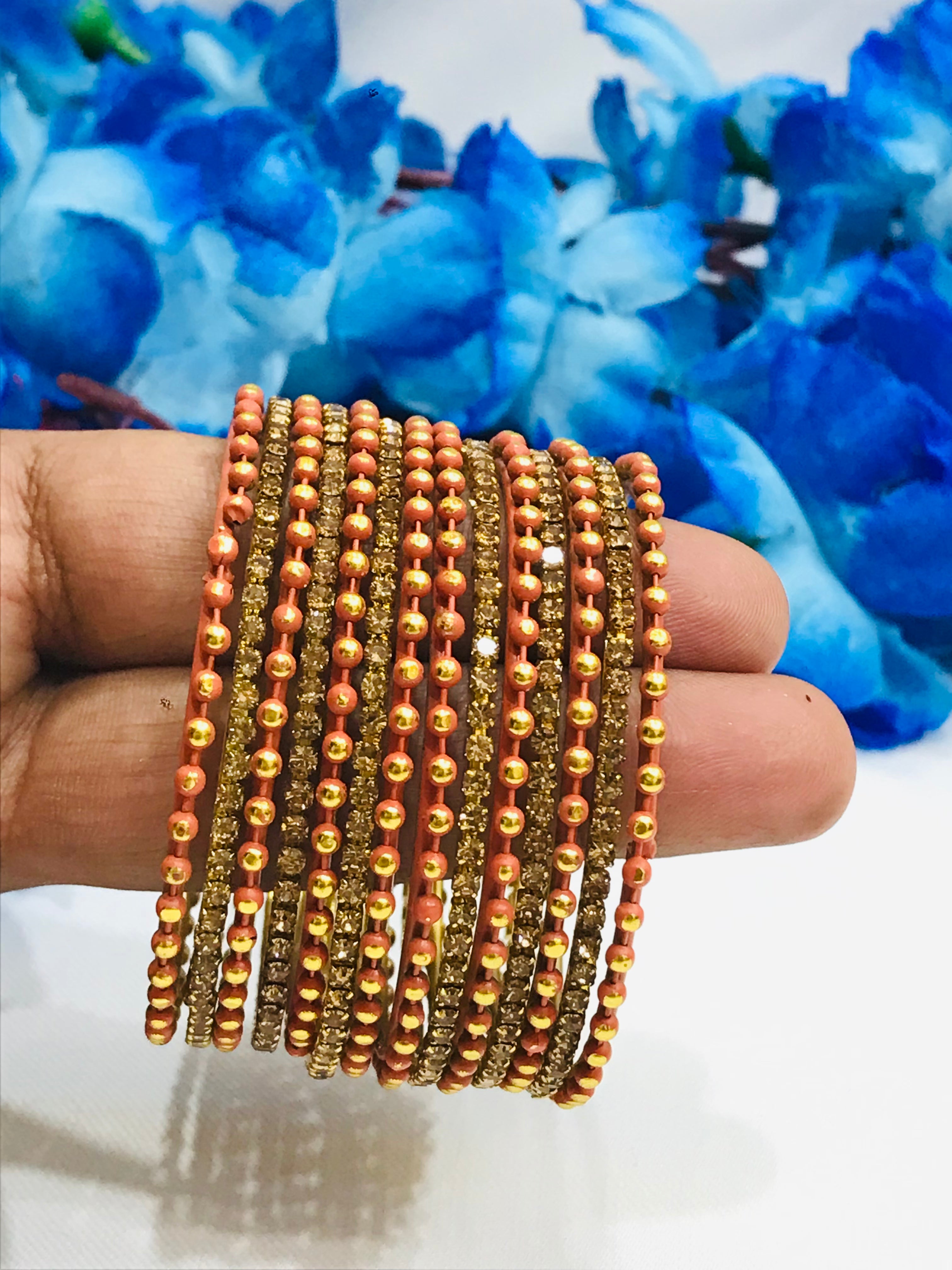 Stylish Orange Metal Bangles Set for Women & Girls - Fashion Jewelry for Parties, Weddings & Everyday Wear