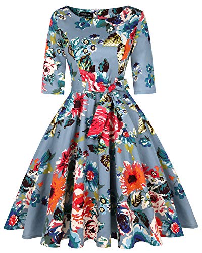 3/4 Sleeve - Floral Dark Blue