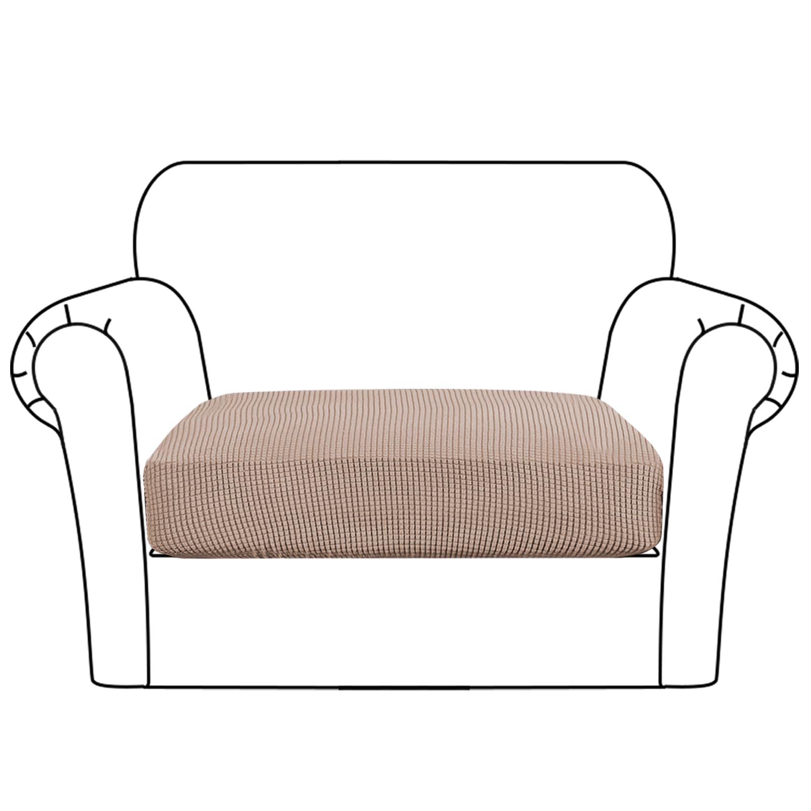 Flamingo P High Stretch Sofa Slipcover - Elastic Bottom Cushion Cover for Sectional Couches - Soft Flexible Furniture Protector (1 Seat Cover, Sand) | Perfect for Living Room, Bedroom & Home Decor