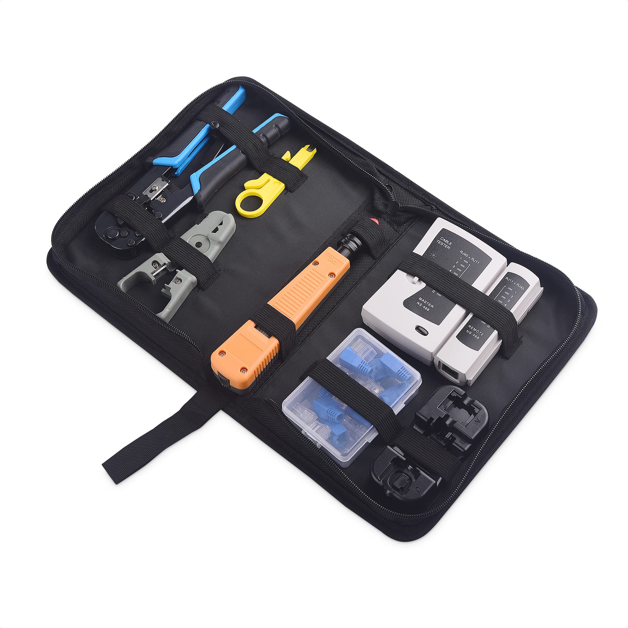 Cable Matters 7-in-1 Network Tool Kit with RJ45 Crimper, Punch Down Tool, Cable Tester & Accessories - Complete Ethernet Installation Set for Home & Office Networking (Includes Carrying Case)