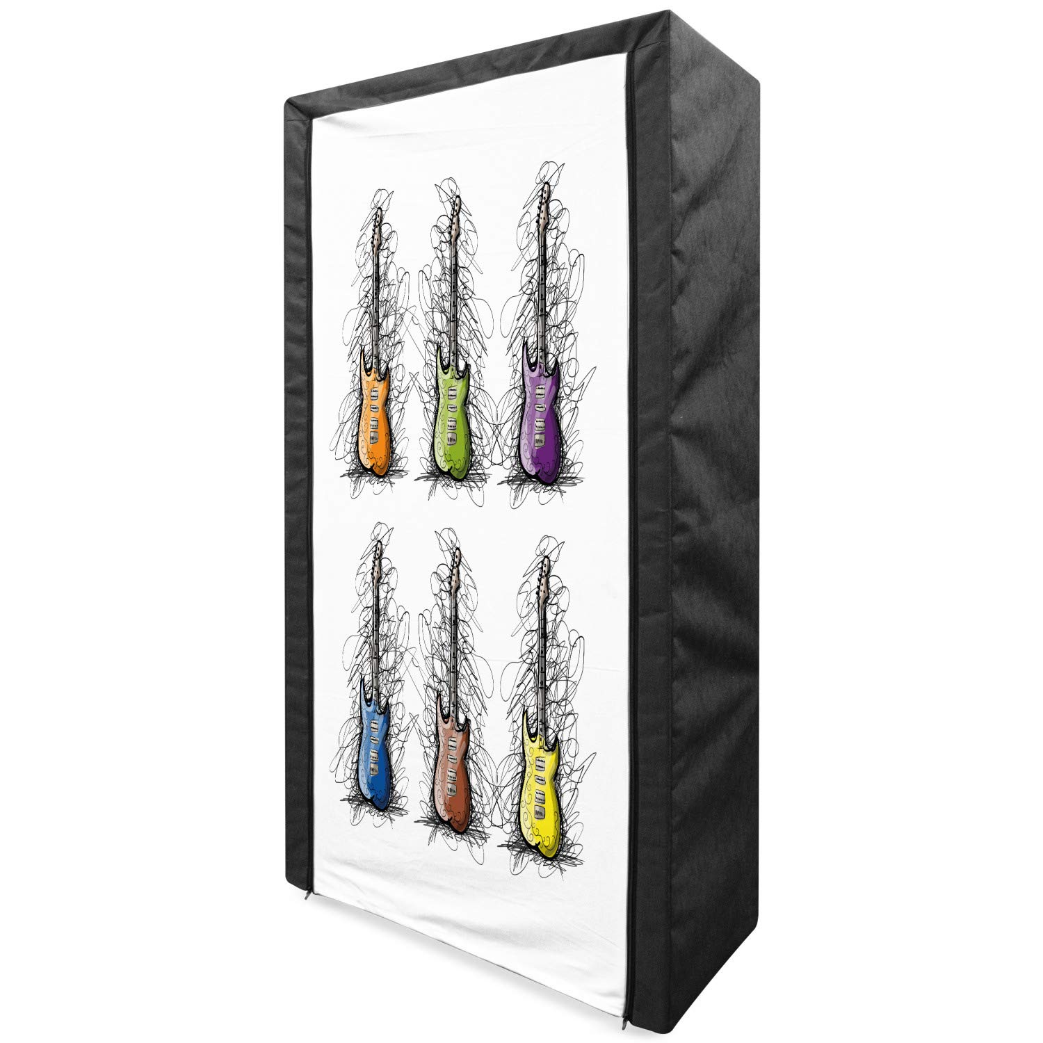 Ambesonne Portable Fabric Wardrobe with Guitar Design - 33.5