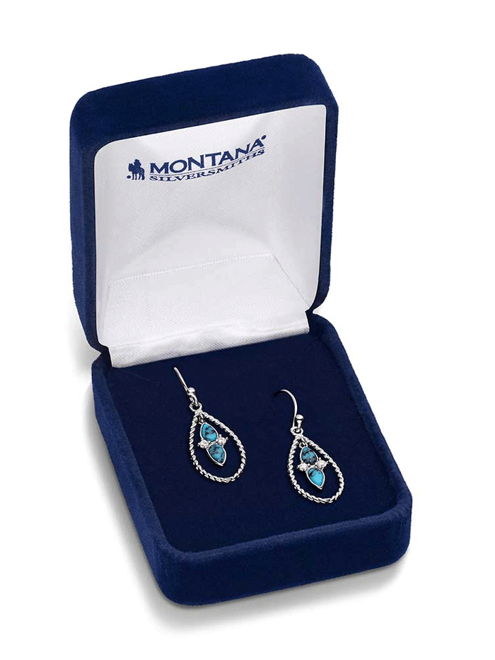 Montana Silversmiths ER5956 Women's Moonlit Ocean Turquoise Earrings - Sterling Silver Dangle Earrings for Casual Wear & Special Occasions