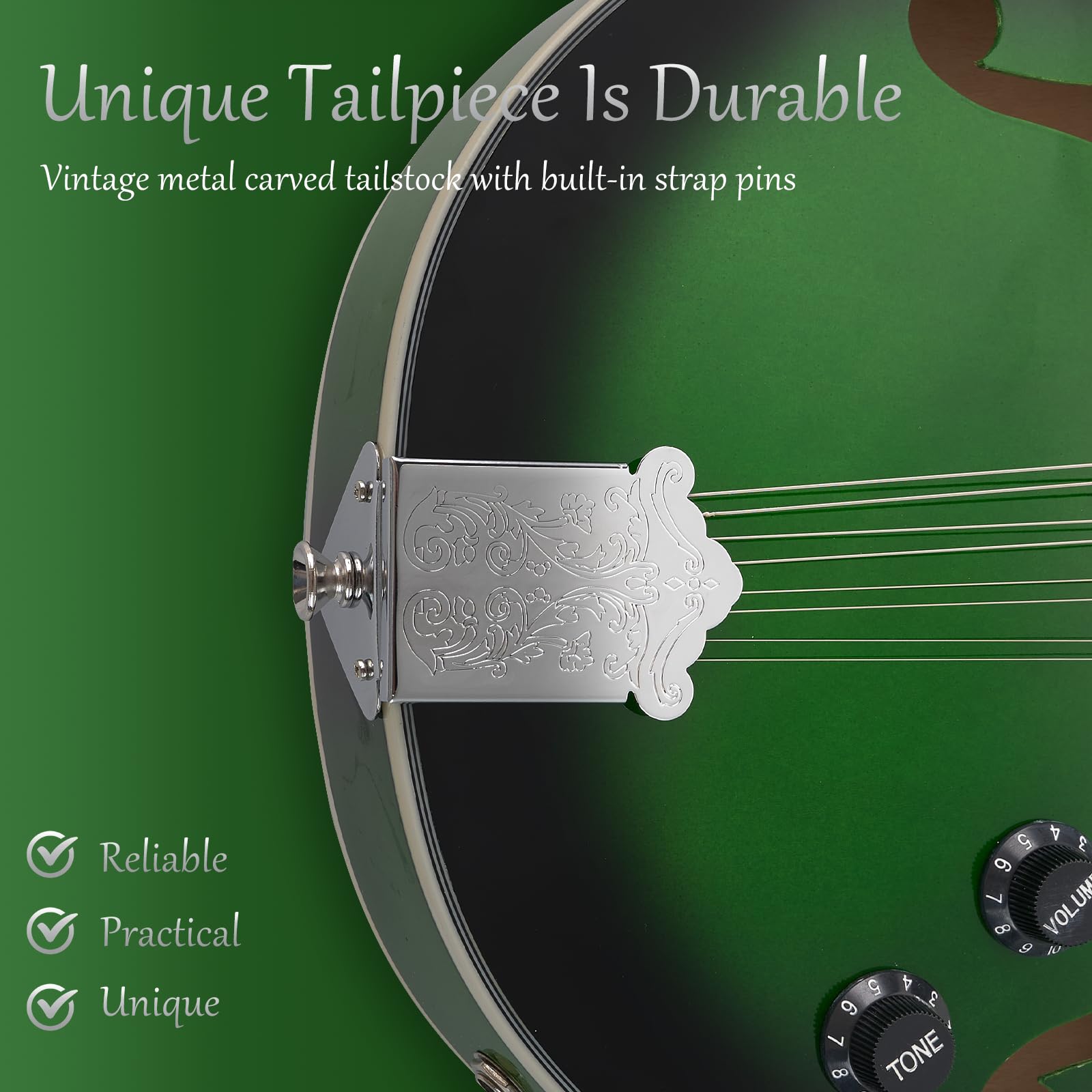 Acoustic Electric Mandolin - MIRIO A-Style 8-String Beginner Mandolin with Tuner, Strings, Bag & Picks (Electric Green) - Perfect for Adults Learning Music & Christmas Gifts