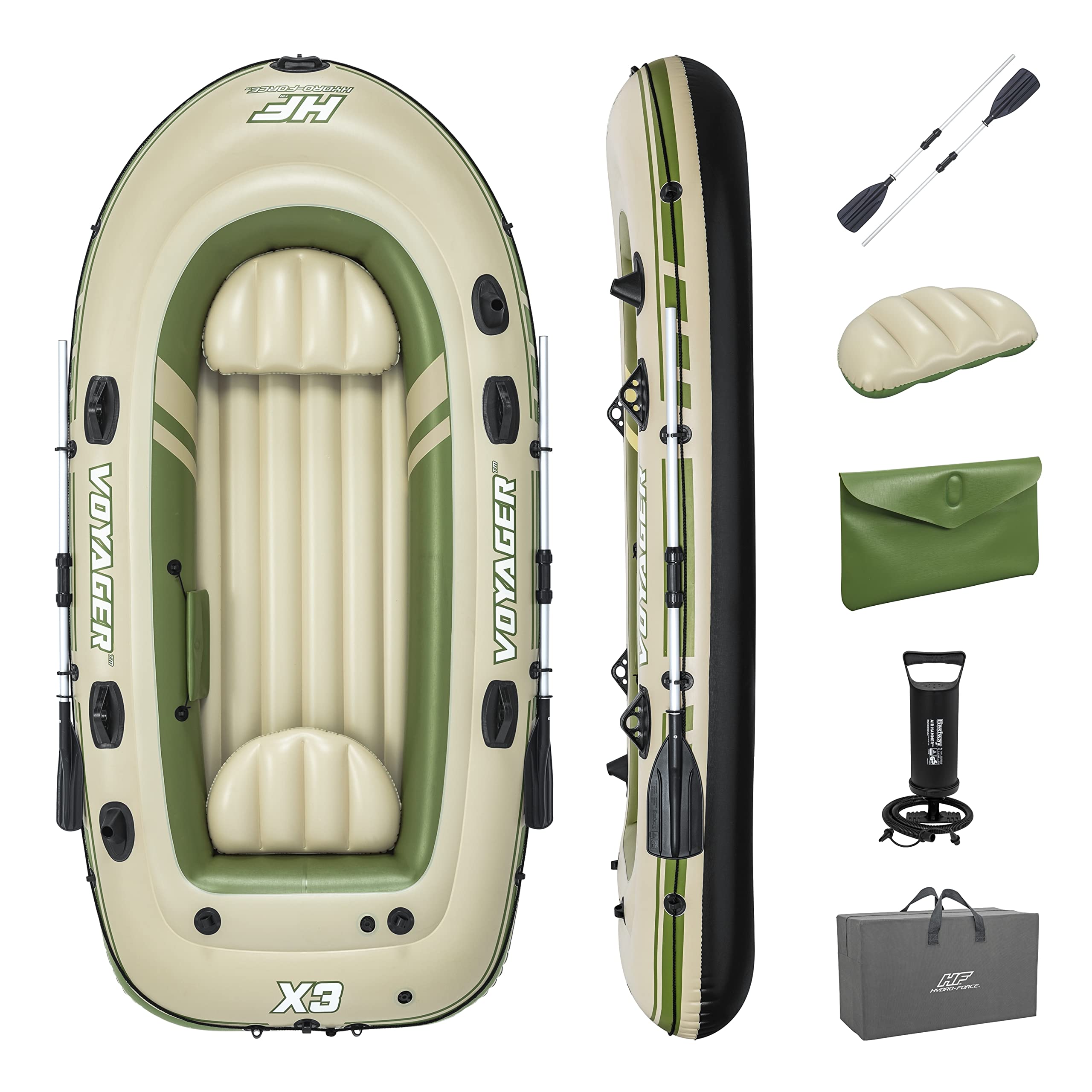 Bestway Hydro-Force Inflatable Raft Set - 2-3 Person Inflatable Boat for Kids & Adults with Oars & Pump | Durable PVC Material for Lakes, Rivers, Ponds | Perfect for Fishing, Camping & Water Recreation