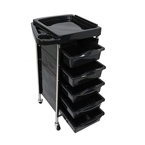 Professional 5-Drawer Rolling Salon Beauty Barber Cart - Hair Stylist & Beauty Storage Organizer with Wheels for Hairdressers, Cosmetologists (Black) - Perfect for Salon, Spa, Home Beauty Station & Mobile Hair Services