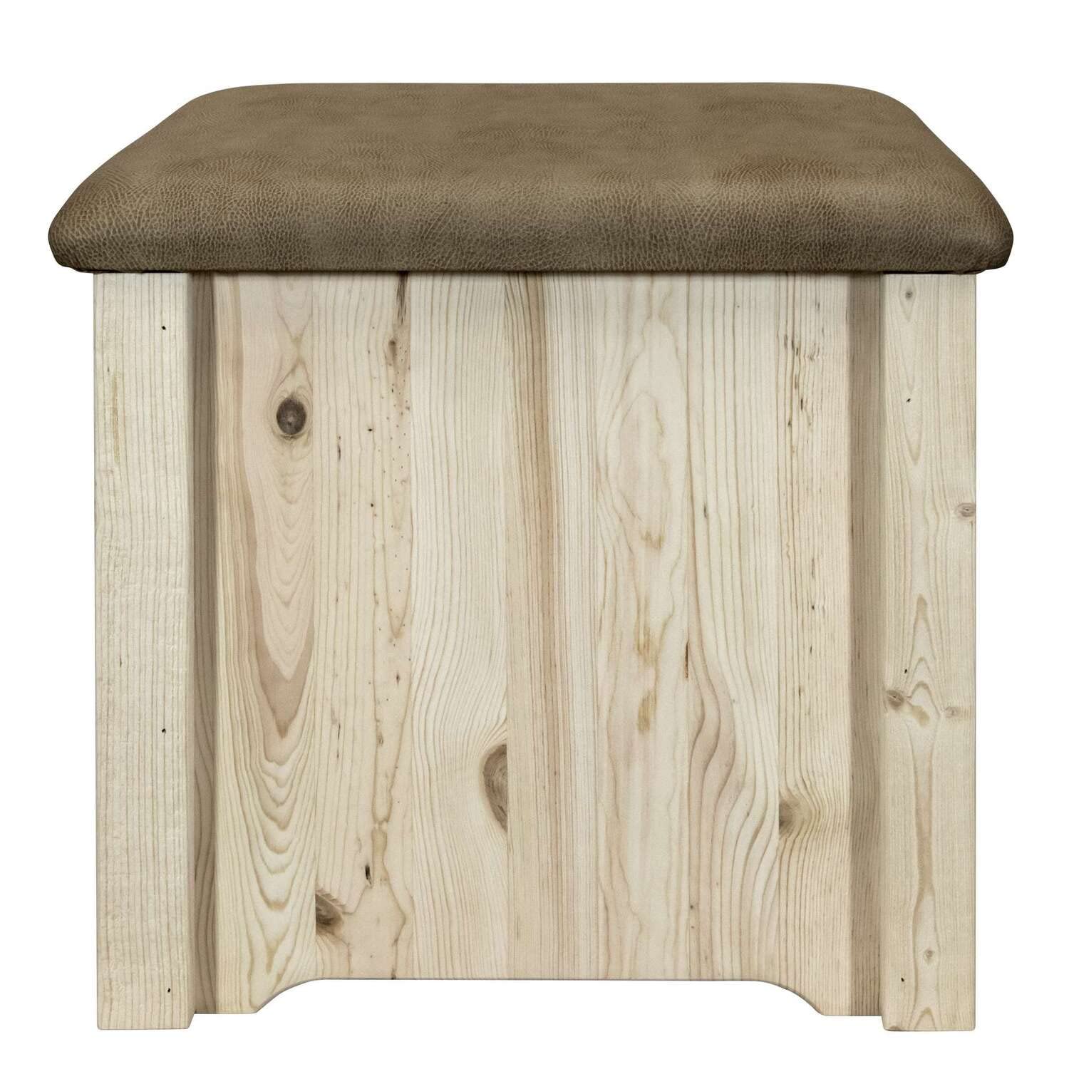 Montana Woodworks Homestead Collection Upholstered Storage Ottoman with Clear Lacquer Finish - Perfect for Living Room, Bedroom & Home Decor