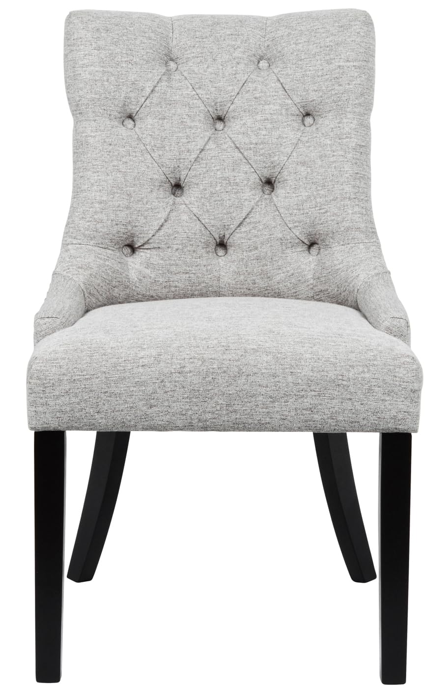 Modern Grey Upholstered Dining Chairs Set of 2 - Tufted Fabric Kitchen Chairs with Black Wood Legs for Dining Room, Living Room & Home Decor | Comfortable Accent Side Chairs for Kitchen, Dining Table & Lounge Areas