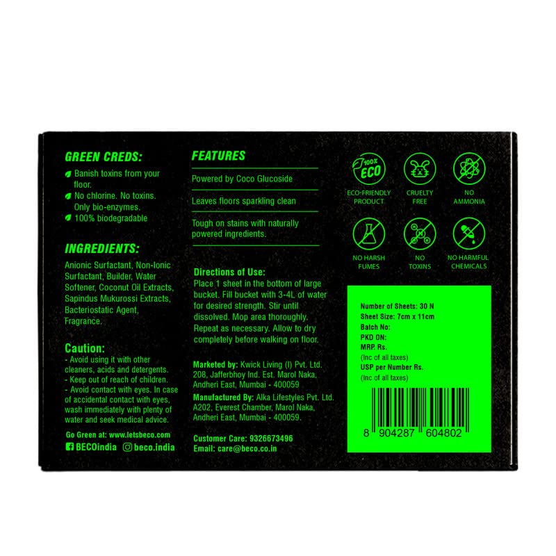 Eco-Friendly Floor Cleaner Sheets - 30 Count | Water-Soluble, Natural Ingredients, Chlorine-Free | Safe for Pets & Easy to Use | Perfect for Hardwood, Tile & Laminate Floors