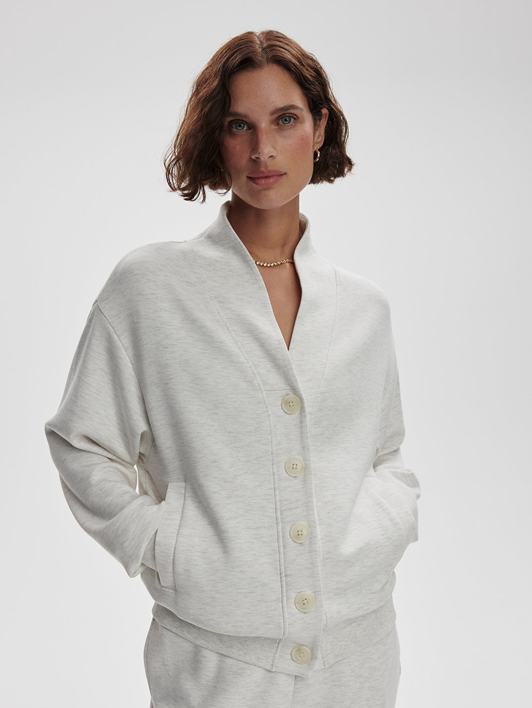 Celeste Button Through Cardigan - Ivory Marl | Women's Lightweight Knit Cardigan | Perfect for Office, Casual Outfits & Layering