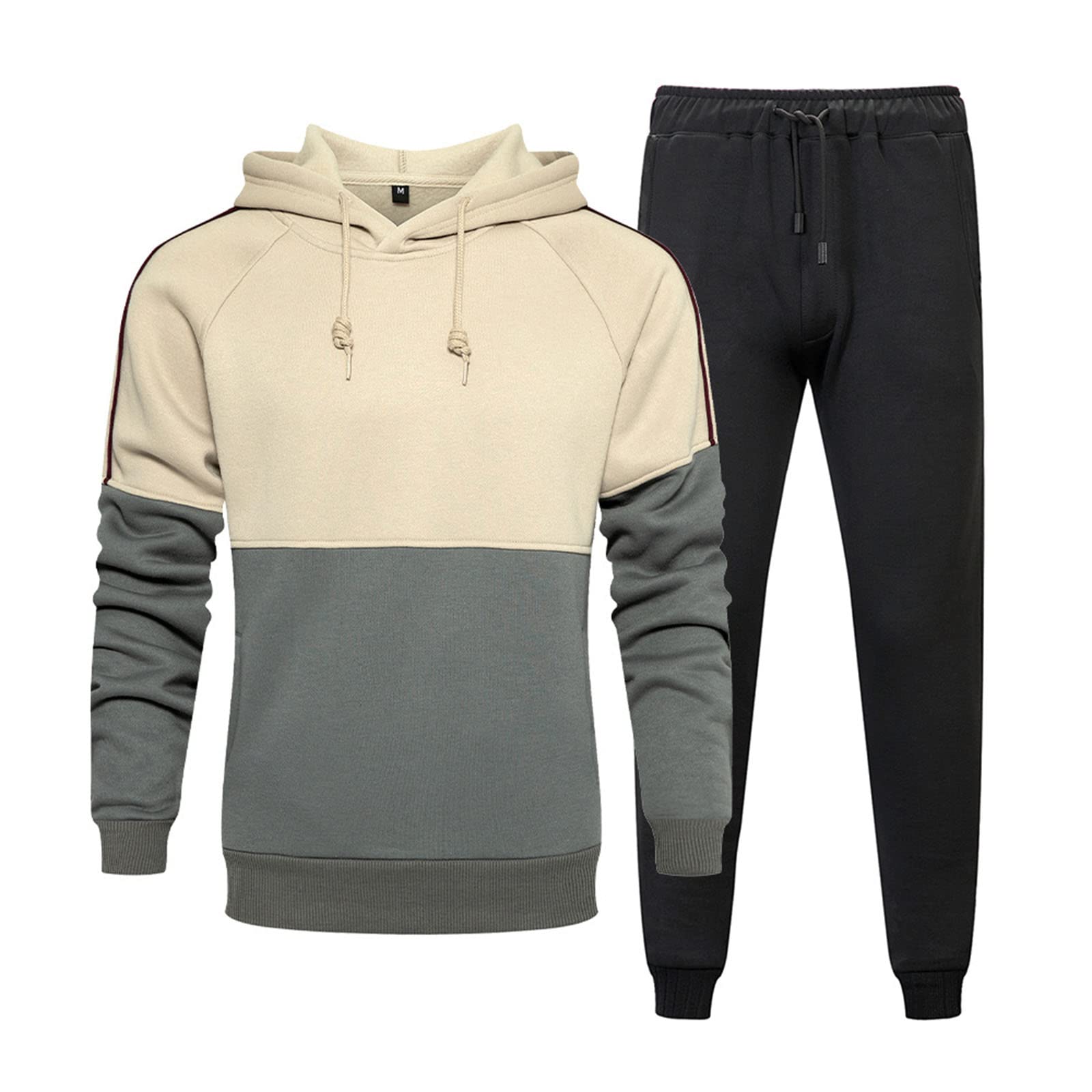 **Men's Athletic Jogging Suits Set - Breathable Tracksuit with Patchwork Design for Running, Gym & Casual Wear**