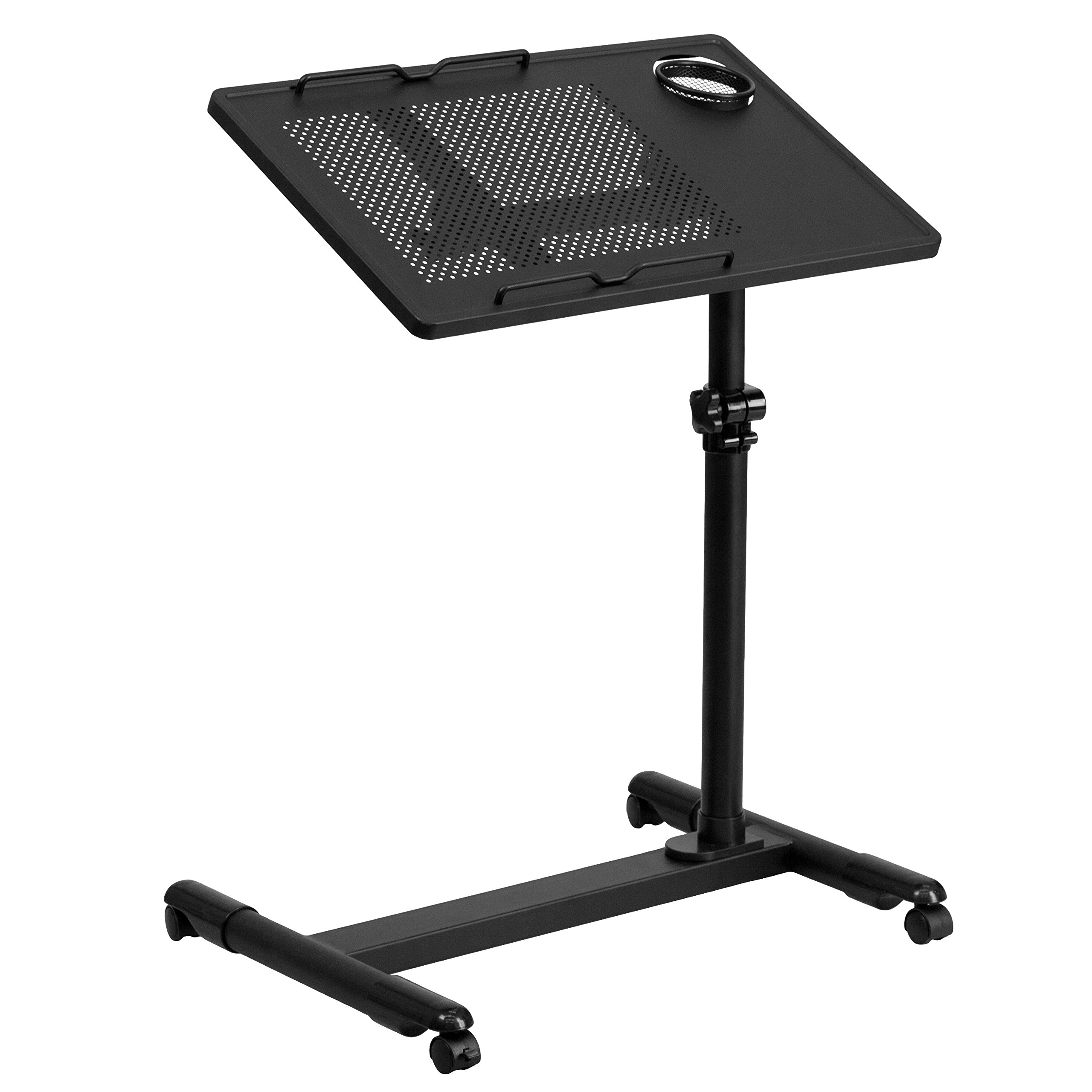 Adjustable Height Mobile Computer Desk - Black Steel Office Desk for Home & Workspace | Flash Furniture Macon | Perfect for Small Spaces, Gaming & Remote Work