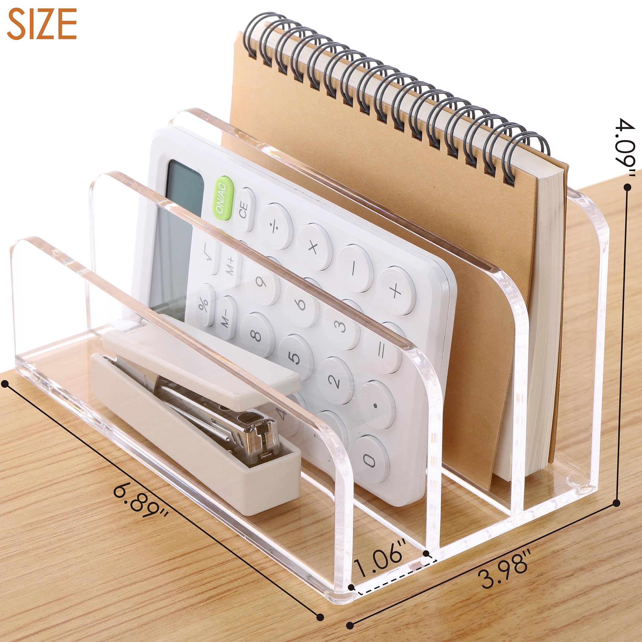 SANRUI 3-Tier Acrylic Mail Organizer - Vertical Letter Holder & File Sorter for Desk - Clear Office Document Organizer - Perfect for Home Office, Mailroom Organization and Paperwork Management