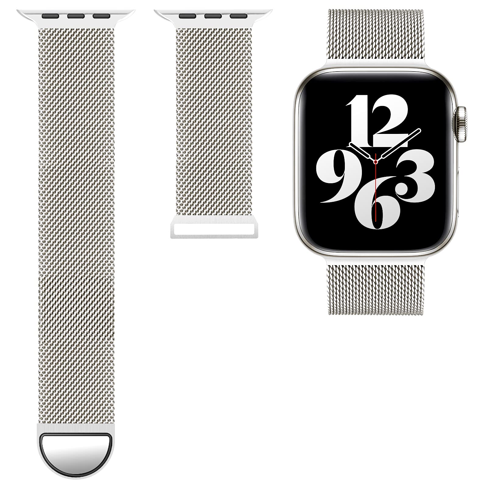 Stainless Steel Magnetic Mesh Band for Apple Watch Series 1/2/3/4/5/6/7/8/SE/Ultra - Adjustable Replacement Strap Compatible with 38mm 40mm 41mm 42mm 44mm 45mm 49mm iWatch - Perfect for Workouts, Office & Everyday Wear