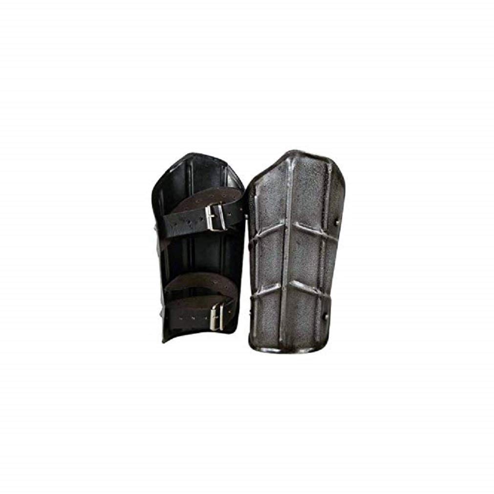 Dark Drake Steel Greaves Armor - Large Size for Medieval LARP, Cosplay & Historical Reenactment - Full Leg Protection for Knights & Warriors