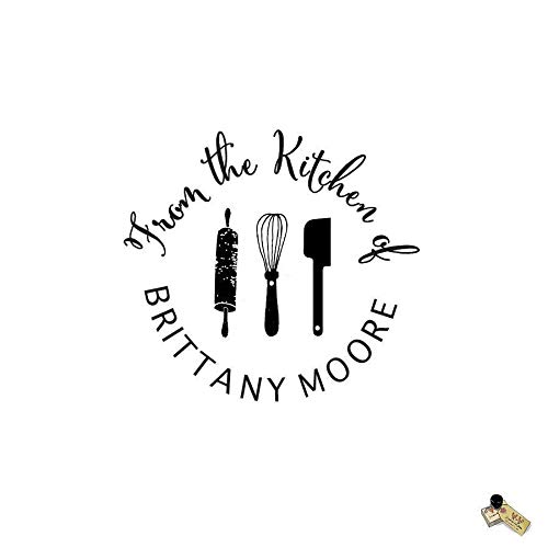 Round Self Inking Rubber Stamp for Kitchen Baking - Customizable Cooking Utensil Stamp - Perfect for Recipe Cards, Baking Labels & DIY Craft Projects