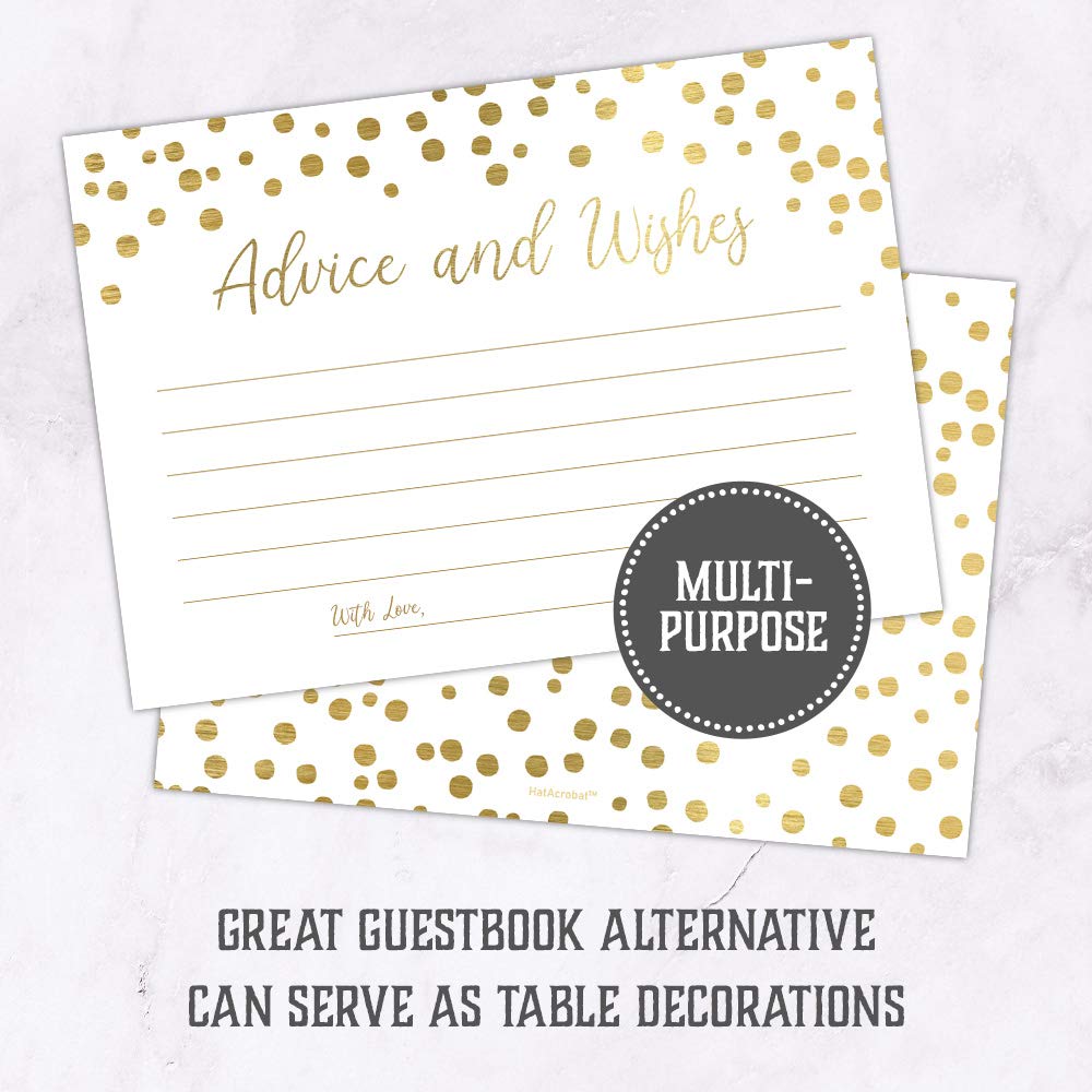 50 Elegant Gold Advice & Wishes Cards Set - Perfect Wedding Gift for Bride & Groom, Baby Shower, Bridal Party, Graduation, Anniversary & Retirement Celebrations - Ideal for Heartfelt Messages & Special Occasions