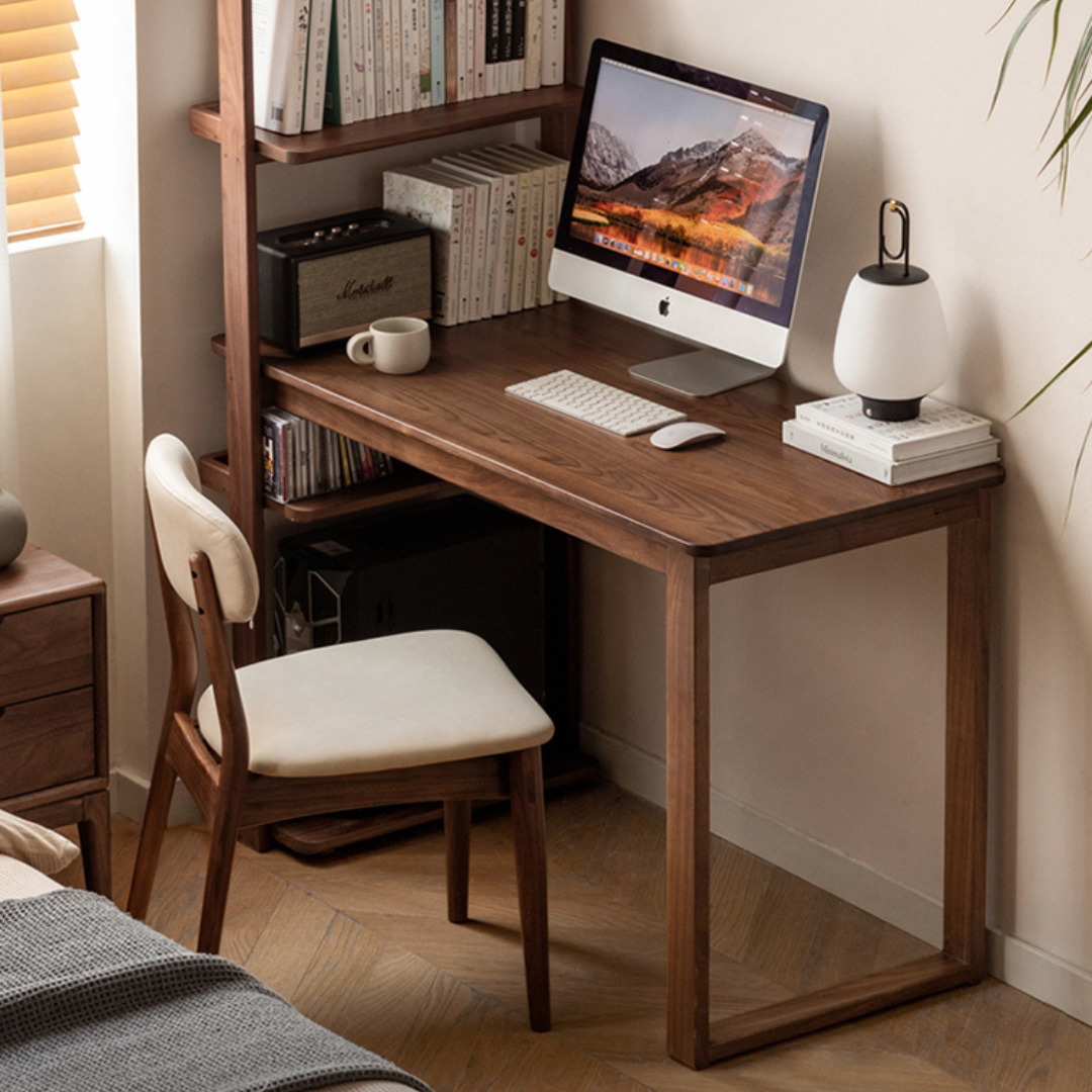 Premium Black Walnut & Ash Solid Wood Bookshelf - Handcrafted Office Desk Organizer for Home & Study Room Decor - Perfect for Books, Plants & Display Items