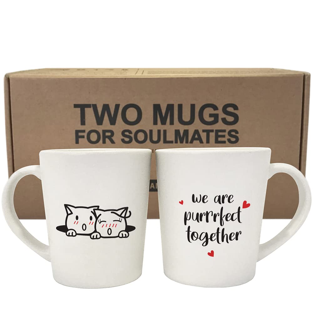Cat Couple Coffee Mugs - Perfect Gift for Cat Lovers & Anniversaries