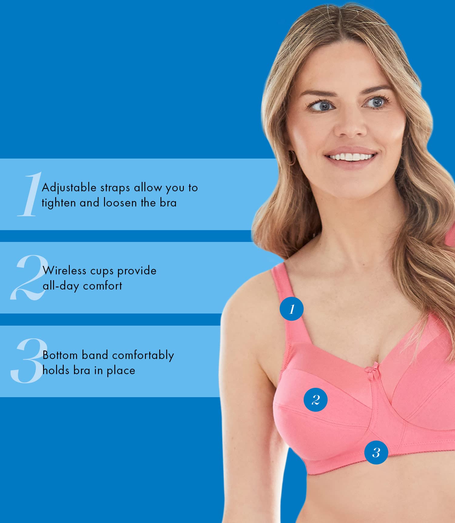 Bestform 5006715 Wireless Cotton Bra - Unlined Satin Trim Comfort Bra for Women | Perfect for Everyday Wear, Yoga & Lounge