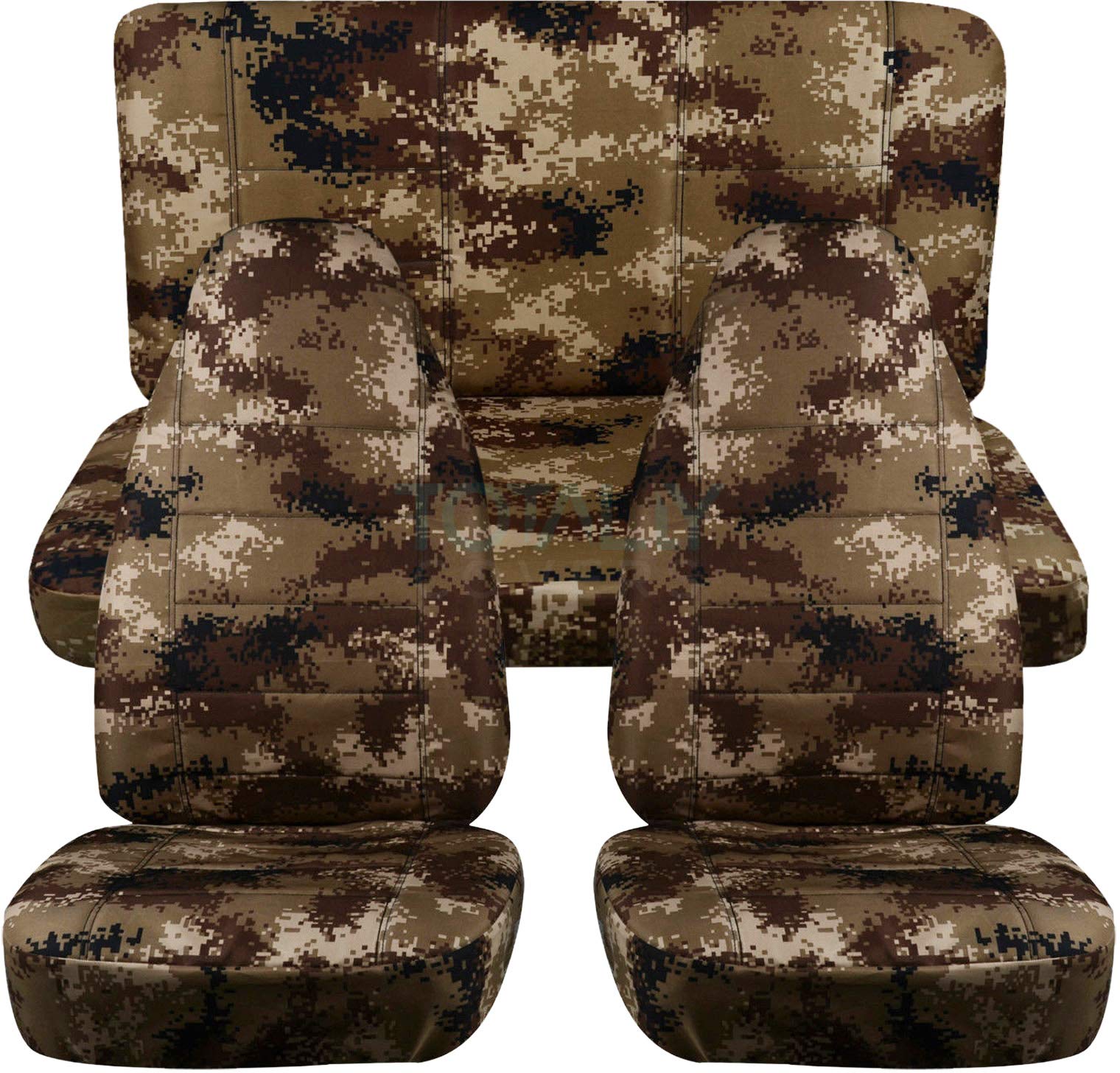 Tan Digital Camo Car Seat Covers Full Set - Semi-Custom Fit for Any Car, Truck, Van, RV or SUV - 22 Camouflage Patterns - Durable & Universal Vehicle Protection - Perfect for Hunting, Off-Roading & Outdoor Adventures