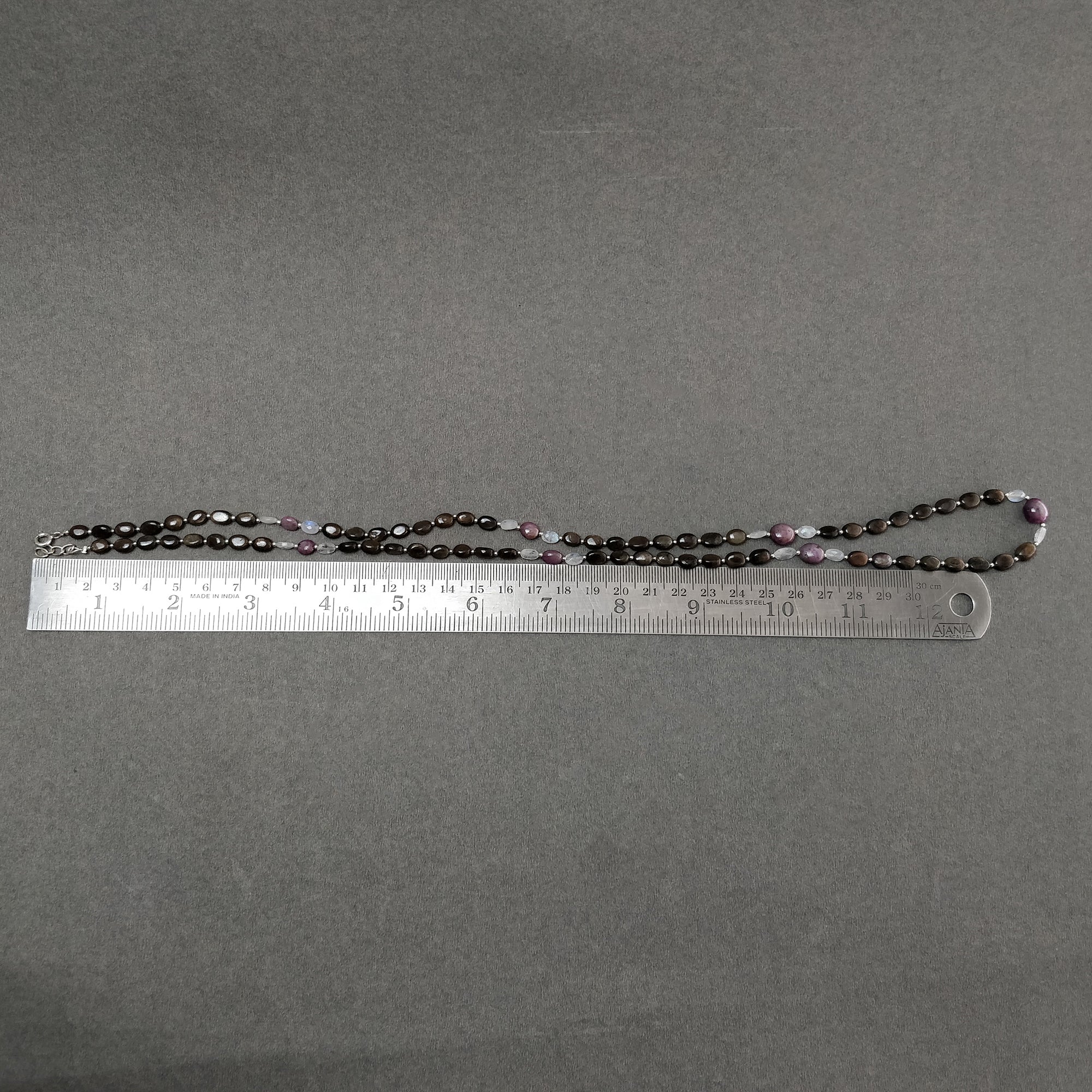 Natural Chocolate Sapphire Moonstone & Star Ruby Gemstone Necklace - 122.00cts Untreated Oval Stones with 925 Sterling Silver (6*4mm & 9*8mm) | Elegant Jewelry for Women, Perfect for Weddings, Parties & Special Occasions