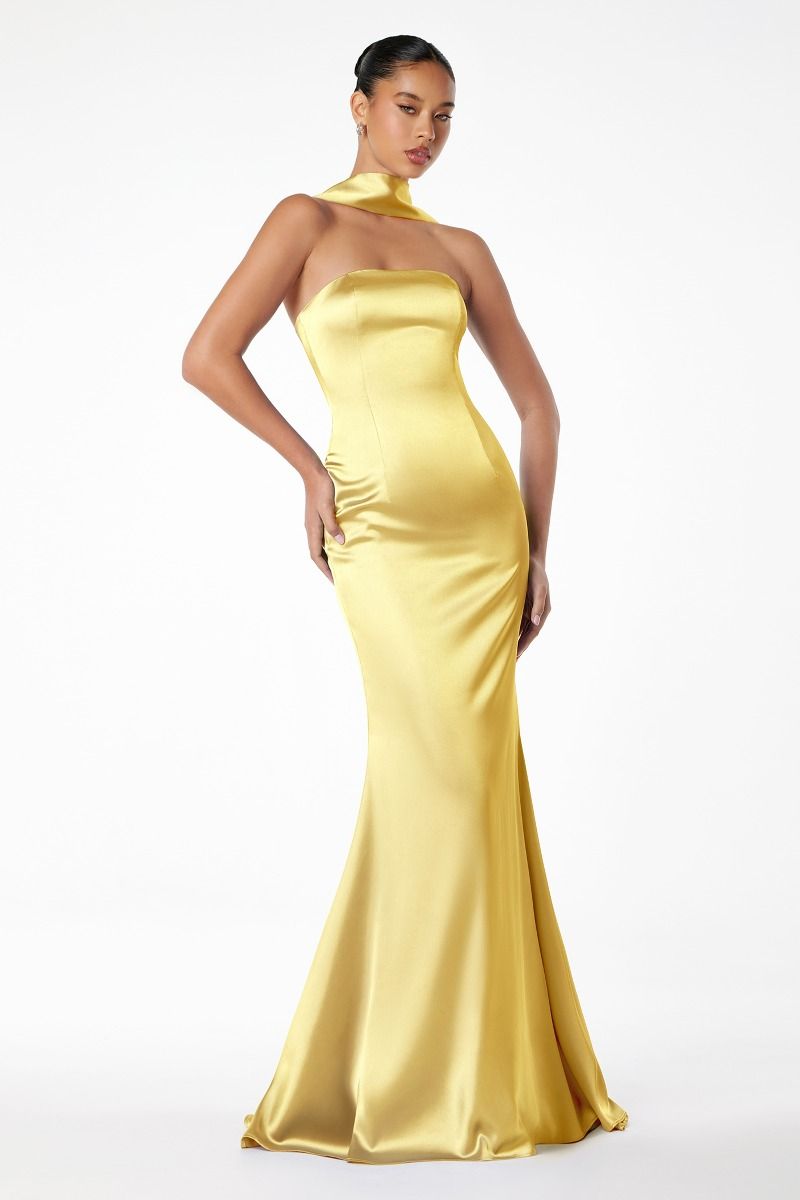 Brynn Maxi Dress - Strapless Fitted Satin Formal Gown for Women | Perfect for Weddings, Prom, Evening Parties & Special Occasions