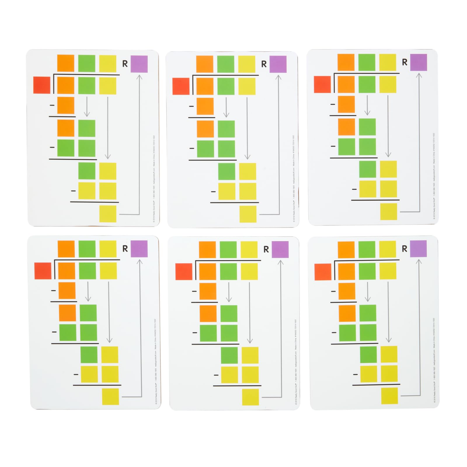 Beginning Long Division Dry-Erase Boards - Set of 6 Reusable Math Practice Boards for Elementary Students - Perfect for Classroom Learning & Homeschool Math Activities