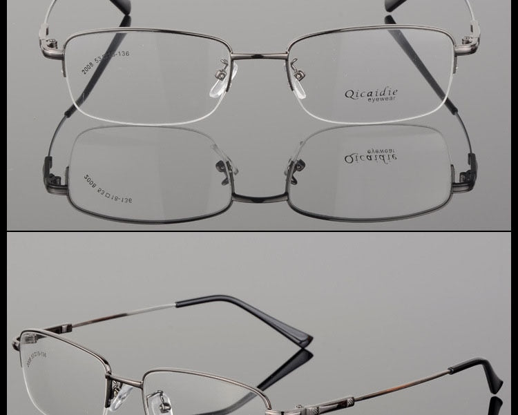 Bclear Men's Semi-Rim Square Alloy Eyeglasses - Lightweight Metal Frame Glasses for Men - Perfect for Office, Reading & Everyday Use (2008 Collection)