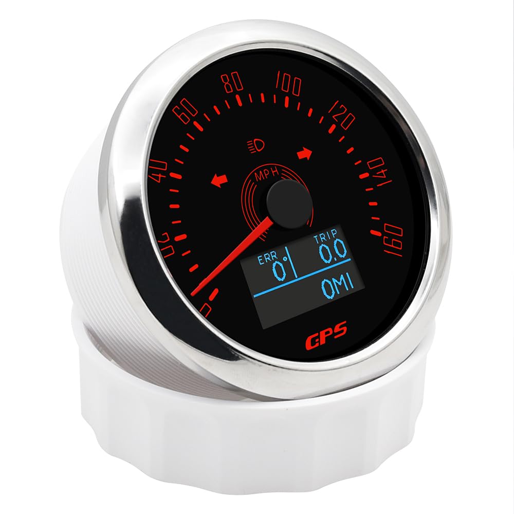85mm 0-160MPH GPS Speedometer Gauge with ODO, COG & Trip - Universal for Motorcycle, Car, Boat, Truck (9-32V) - Perfect for Racing, Off-Road & Marine Navigation