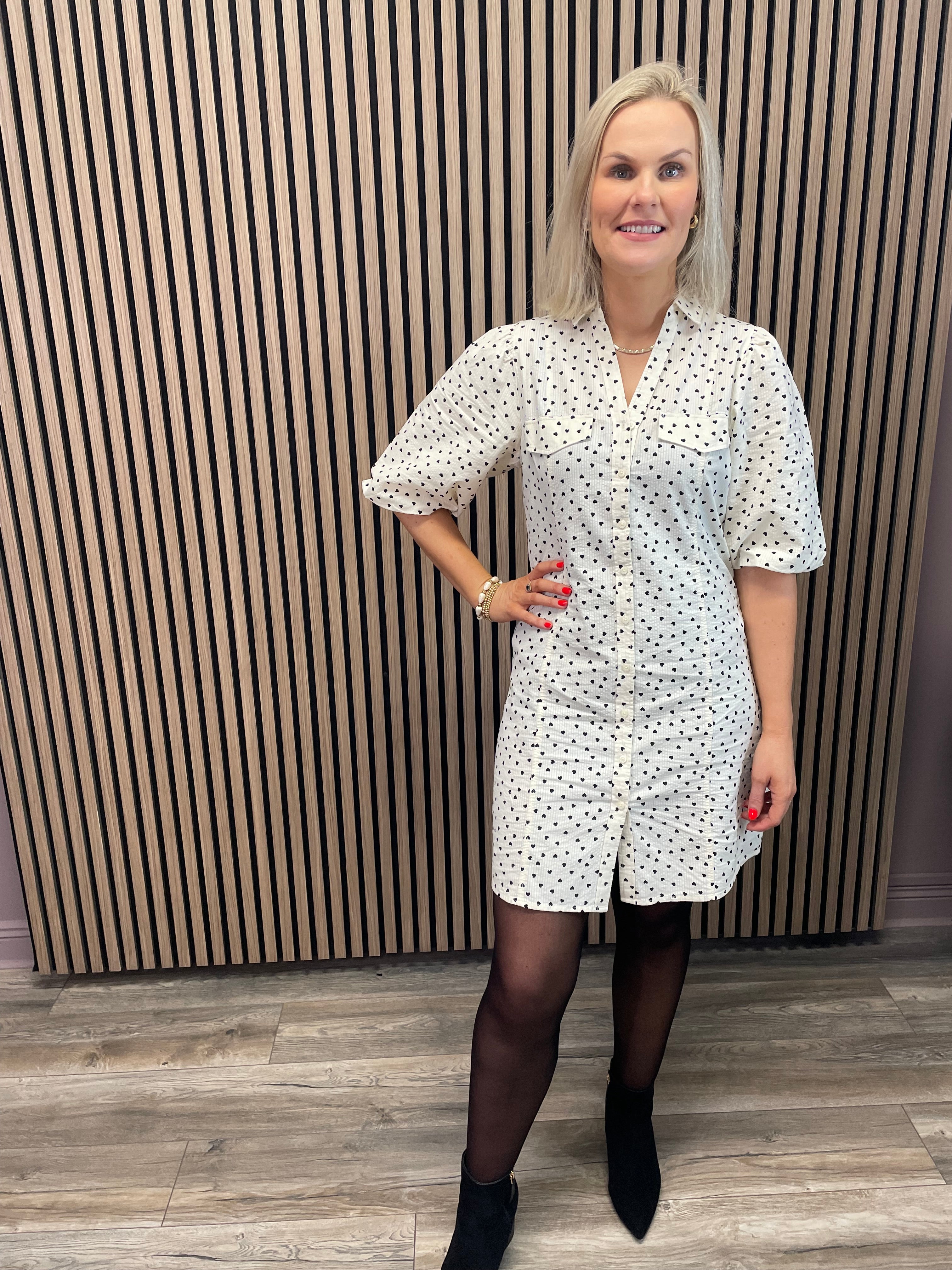 Deana Dress in Birch - Elegant Women's Flowy Midi Dress for Casual Wear, Office, and Special Occasions