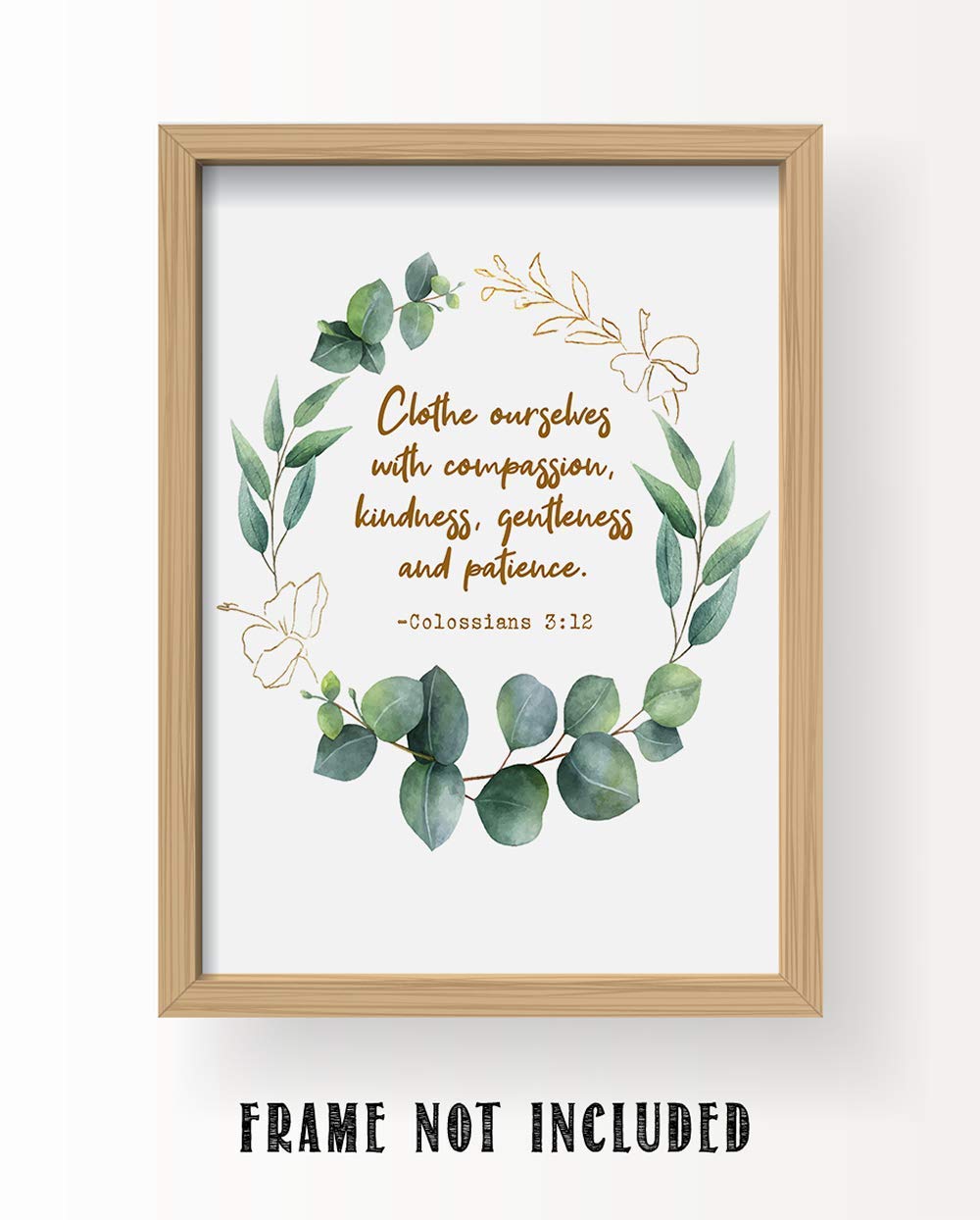 TJ Originals - Colossians 3:12 Bible Verse Wall Art Print - 11x14 Inspirational Christian Home Decor with Floral Design - Perfect for Living Room, Bedroom & Church - Gift for Women, Family & Friends (Birthday, Housewarming)
