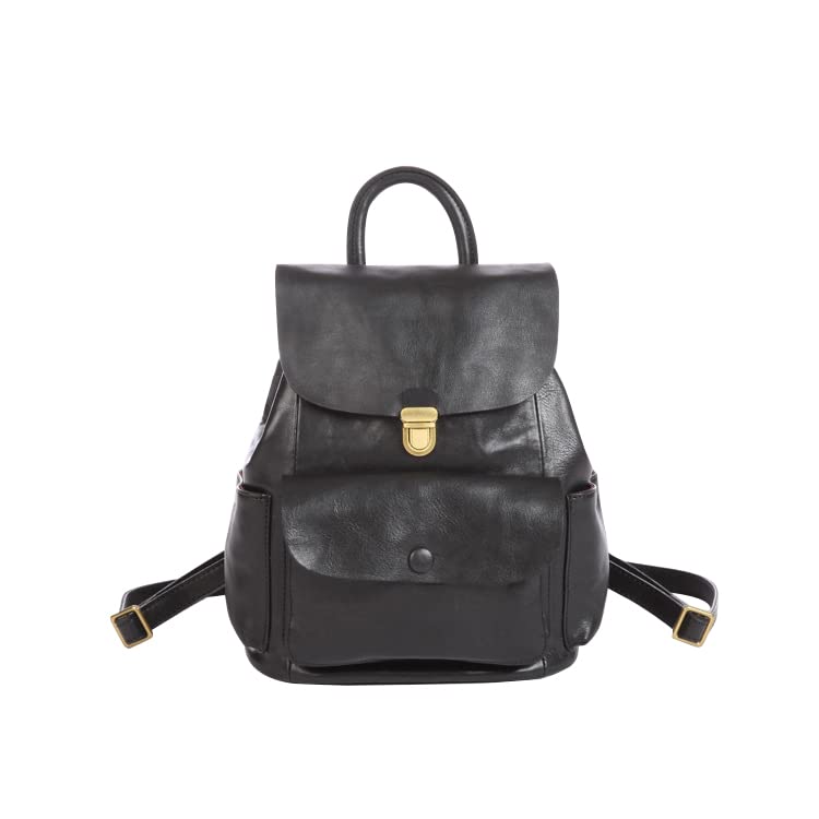 Genuine Leather Women's Fashion Backpack Purse - Retro Mini School Bag & Travel Handbag for Ladies (Black) | Perfect for Work, School & Travel Accessories