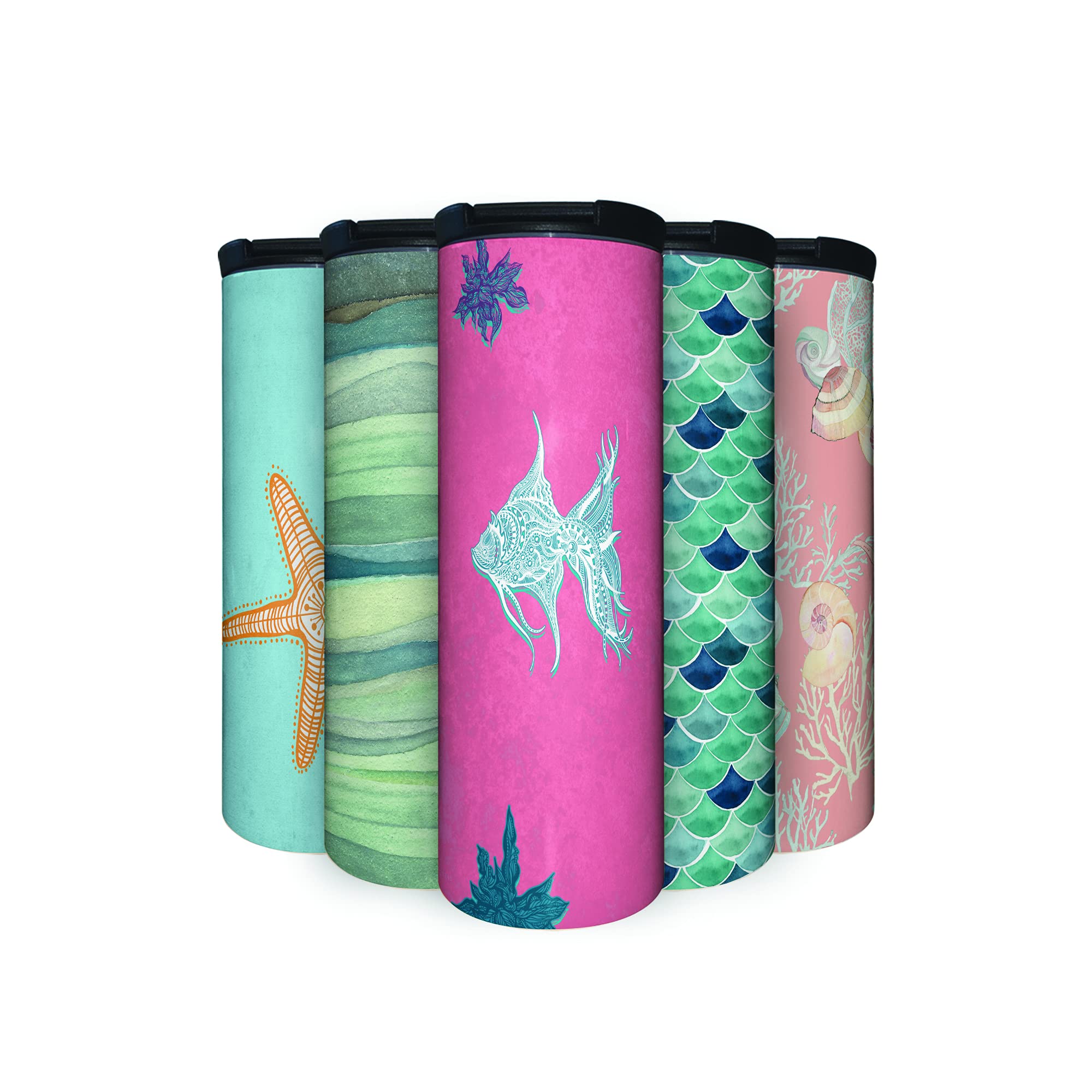 CoasterStone 17 oz Coral Fish Insulated Tumbler - Double Wall Vacuum Stainless Steel Travel Mug for Hot & Cold Drinks - Perfect for Office, Gym, Hiking and Outdoor Activities