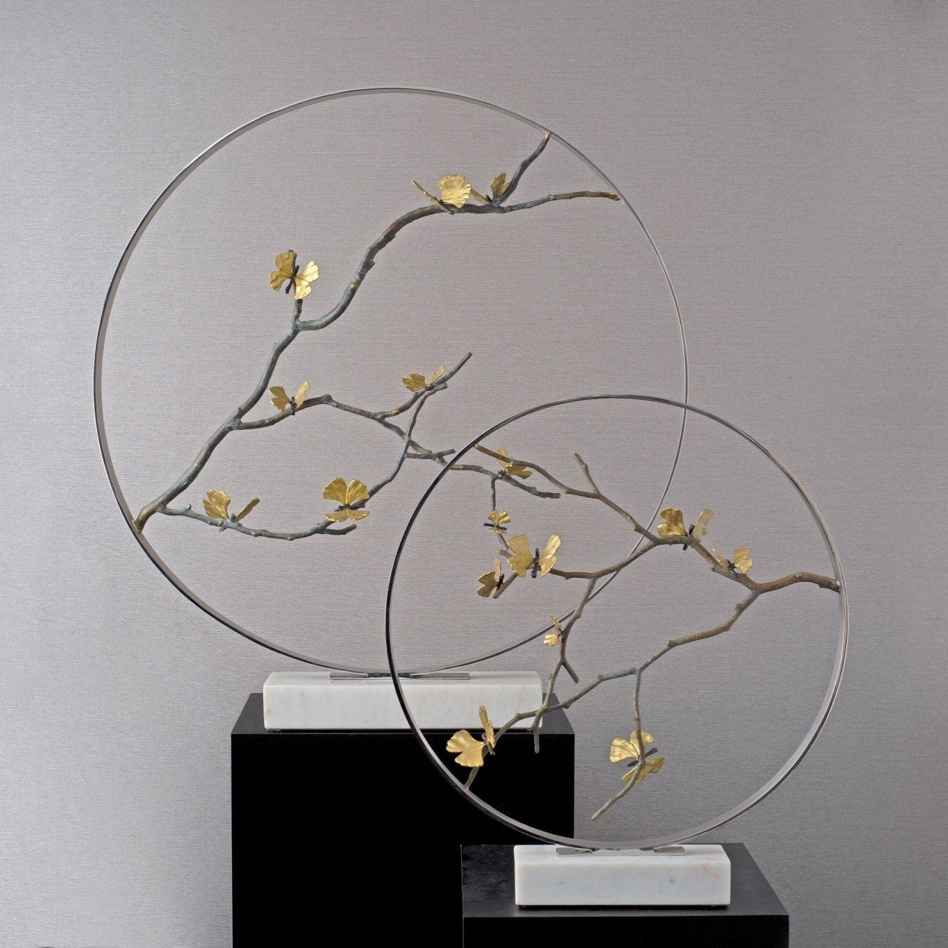 Elegant Butterfly Ginkgo Moon Gate Sculpture - Handcrafted Asian Garden Art for Outdoor Decor & Zen Landscaping