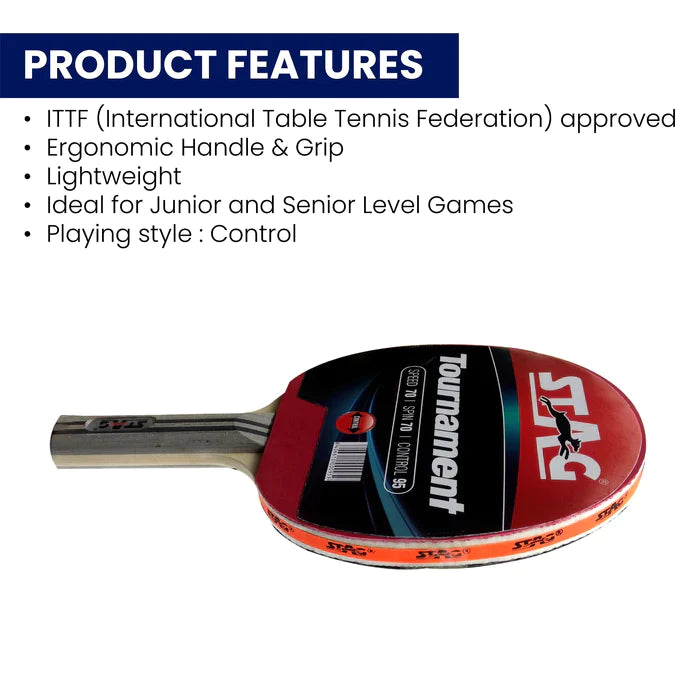 STAG ICONIC TOURNAMENT TABLE TENNIS PADDLE - Professional Ping Pong Racket for Competitive Play & Training - Perfect for Home, Office, and Club Tournaments