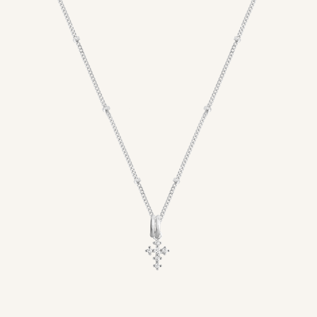 Nurture Cross Charm Necklace - Elegant Religious Jewelry for Women, Sterling Silver Pendant with Inspirational Message - Perfect for Gifts, Church, Weddings & Daily Wear