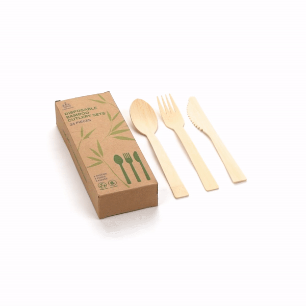 Eco-Friendly Bamboo Disposable Cutlery Set - 24-Piece Biodegradable Utensils (7 Retail Packs) | Perfect for Picnics, Parties & Sustainable Dining