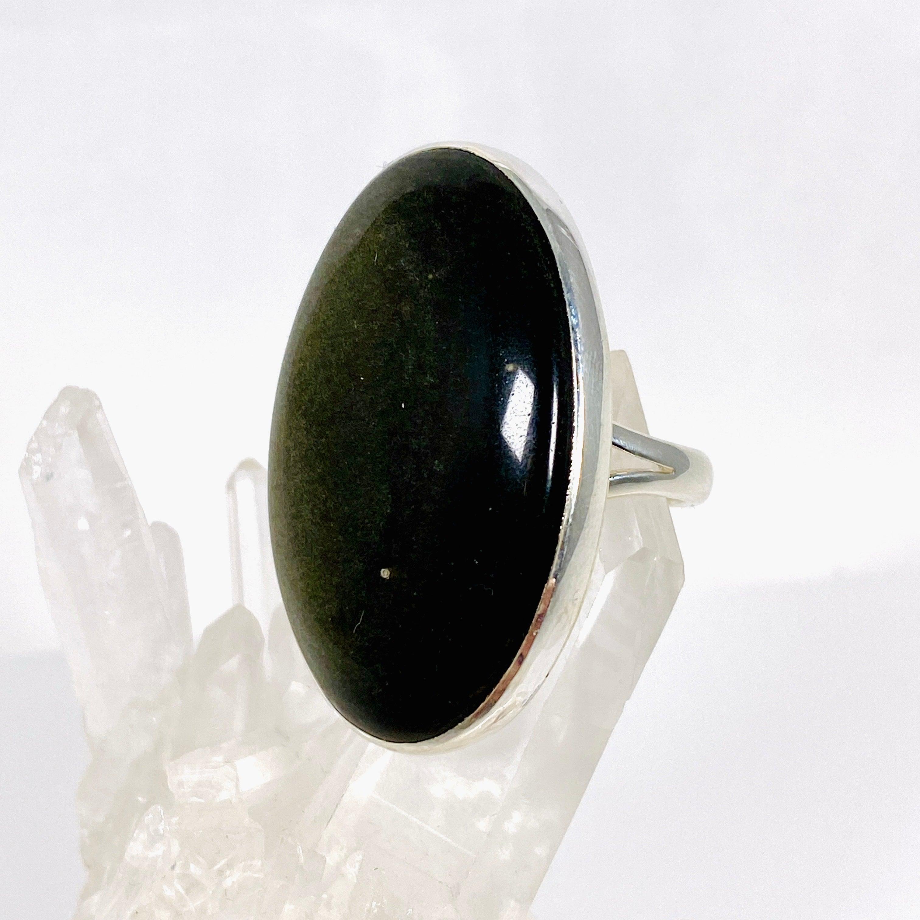 Goldsheen Obsidian Oval Ring - Size 11, KRGJ2920 - Elegant Jewelry for Women, Perfect for Weddings, Parties & Special Occasions