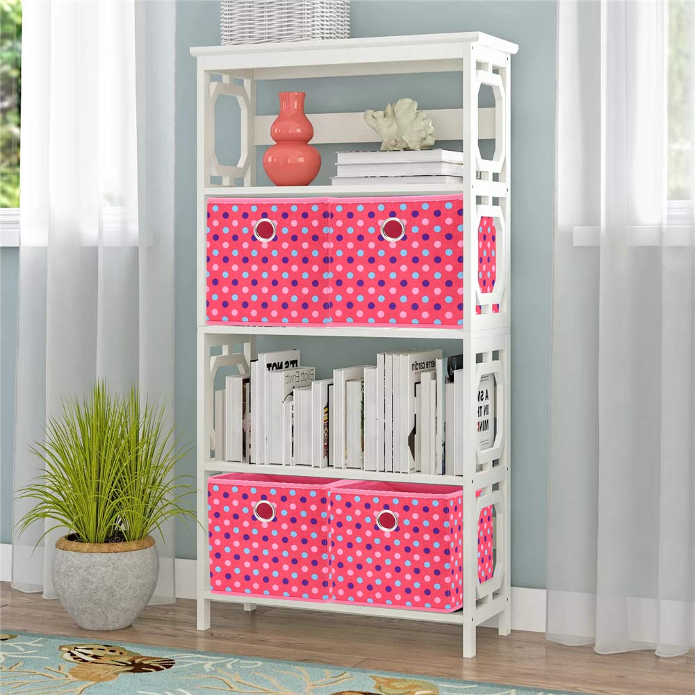 Collapsible Fabric Storage Bins with Polka Dots - Pink Foldable Cube Organizer for Kids' Clothes, Toys & Room Decor (10 Inch) - Perfect for Bedroom, Closet & Drawer Organization - QY-SC15-6