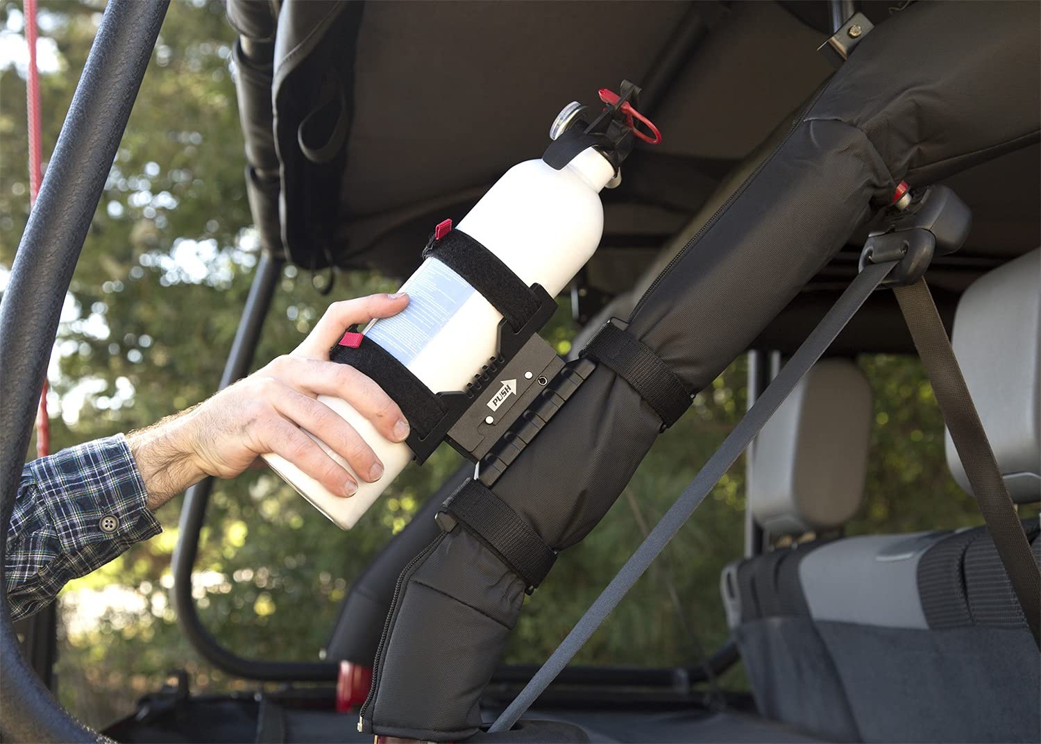 Rugged Ridge Elite Fire Extinguisher Holder for Jeep CJ, Wrangler YJ TJ JK JL & Gladiator JT (1976-2025) | Heavy Duty Off-Road Safety Mount | Perfect for Trail Riding & Emergency Preparedness