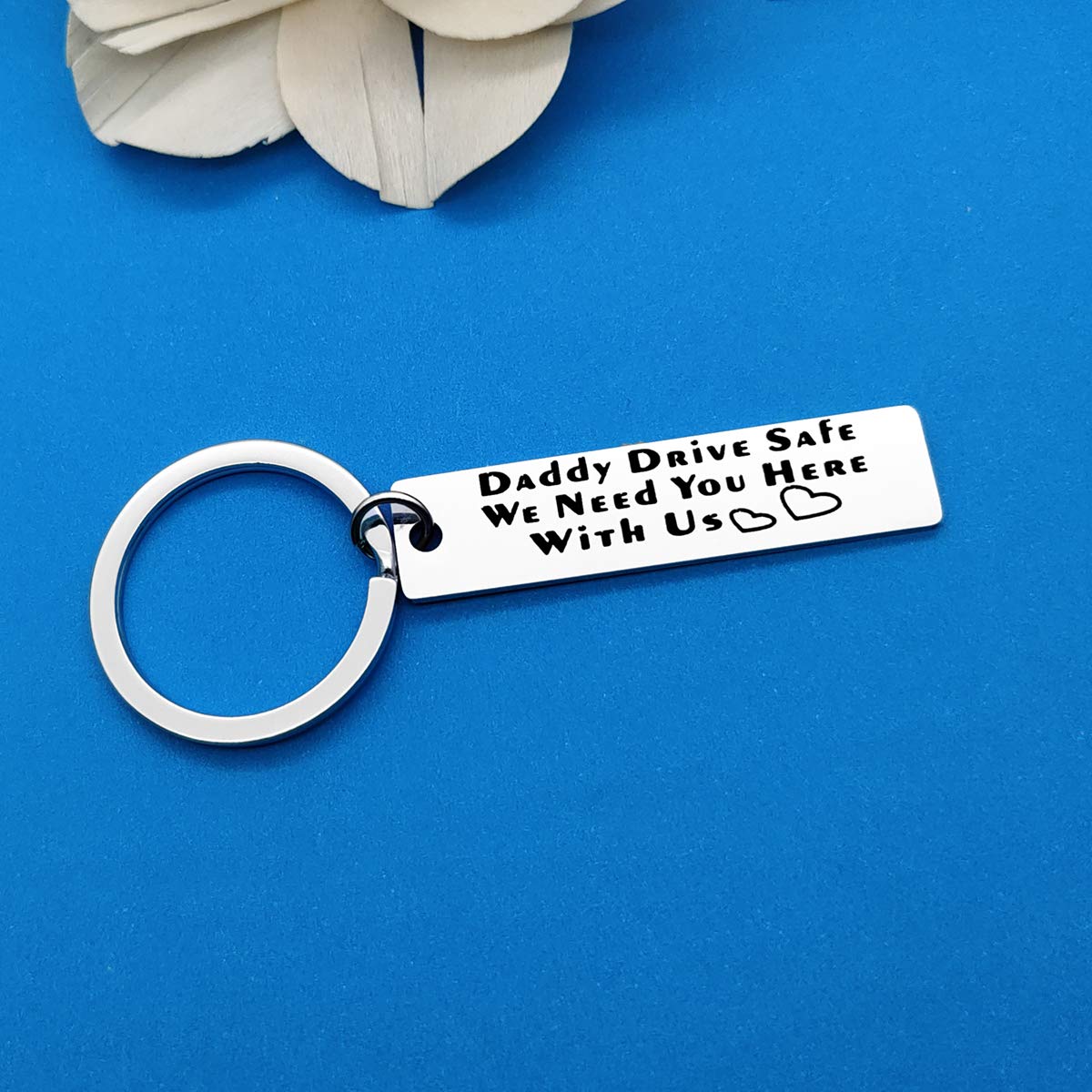 Drive Safe Keychain for Dad - Thoughtful Father's Day, Birthday & Christmas Gift for Trucker Dads - Engraved 'We Need You Here with Us' Message - Perfect for Daily Commute & Long-Distance Drivers