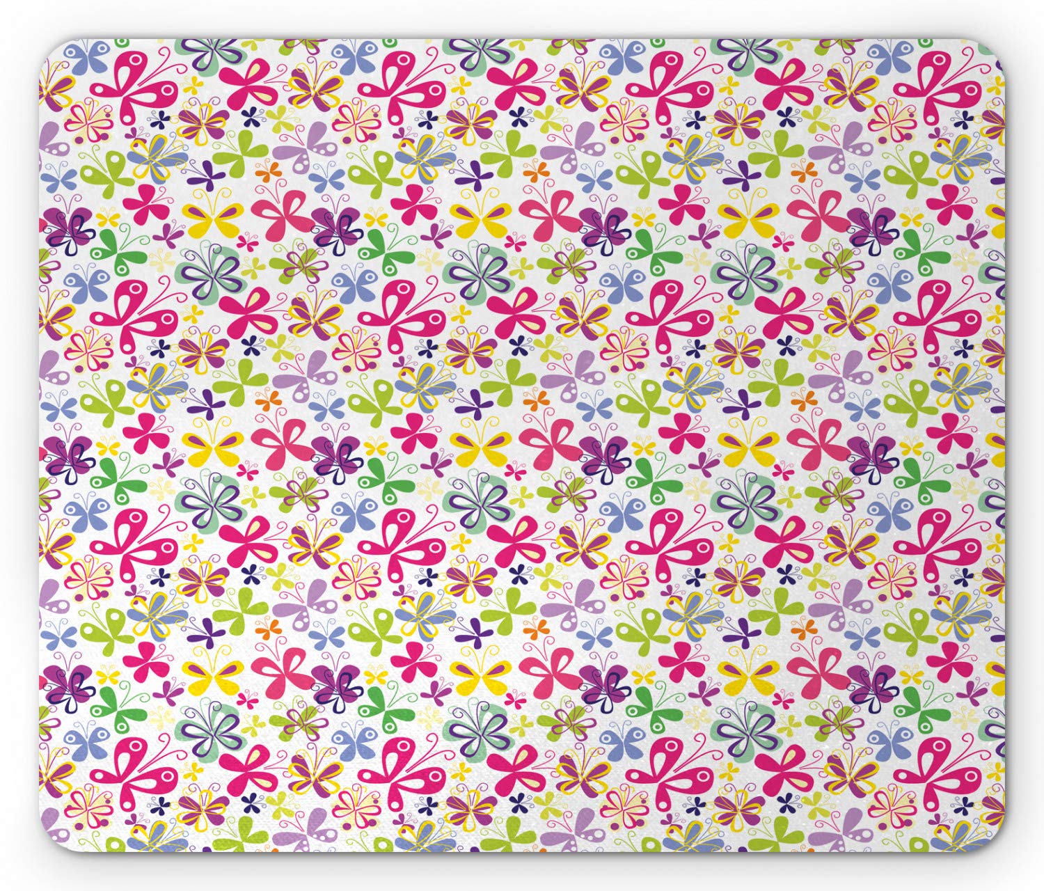 Ambesonne Butterfly Mouse Pad - Spring Themed Floral & Fauna Design, Non-Slip Rubber Base, Standard Size Rectangle Mousepad for Office & Gaming - Perfect for Home, Work & Computer Use