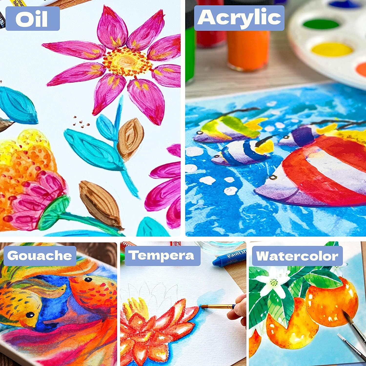ArtSkills 40-Piece Acrylic Paint Brush Set for Canvas Painting - Professional Artist Brushes with Palette Knife - Perfect for Acrylics, Oil, Watercolor & Craft Projects - Ideal for Beginners & Professional Artists