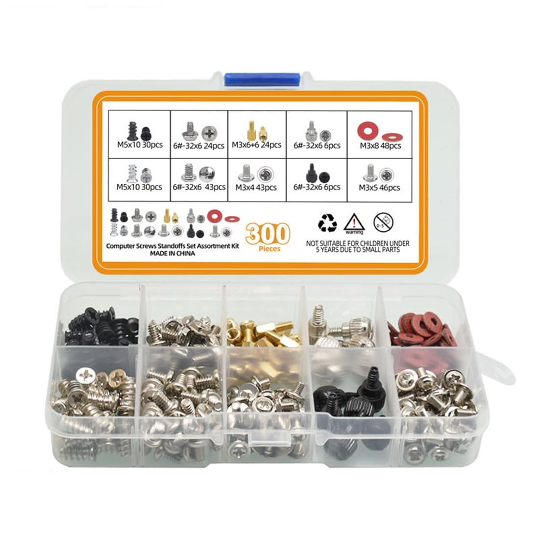 ZHHSUNY 300-Piece PC Screw Standoff Set Kit for Computer Case, Hard Drive, Motherboard, Cooler Fan & Graphics Cards - Perfect for PC Building, Upgrades & Repairs