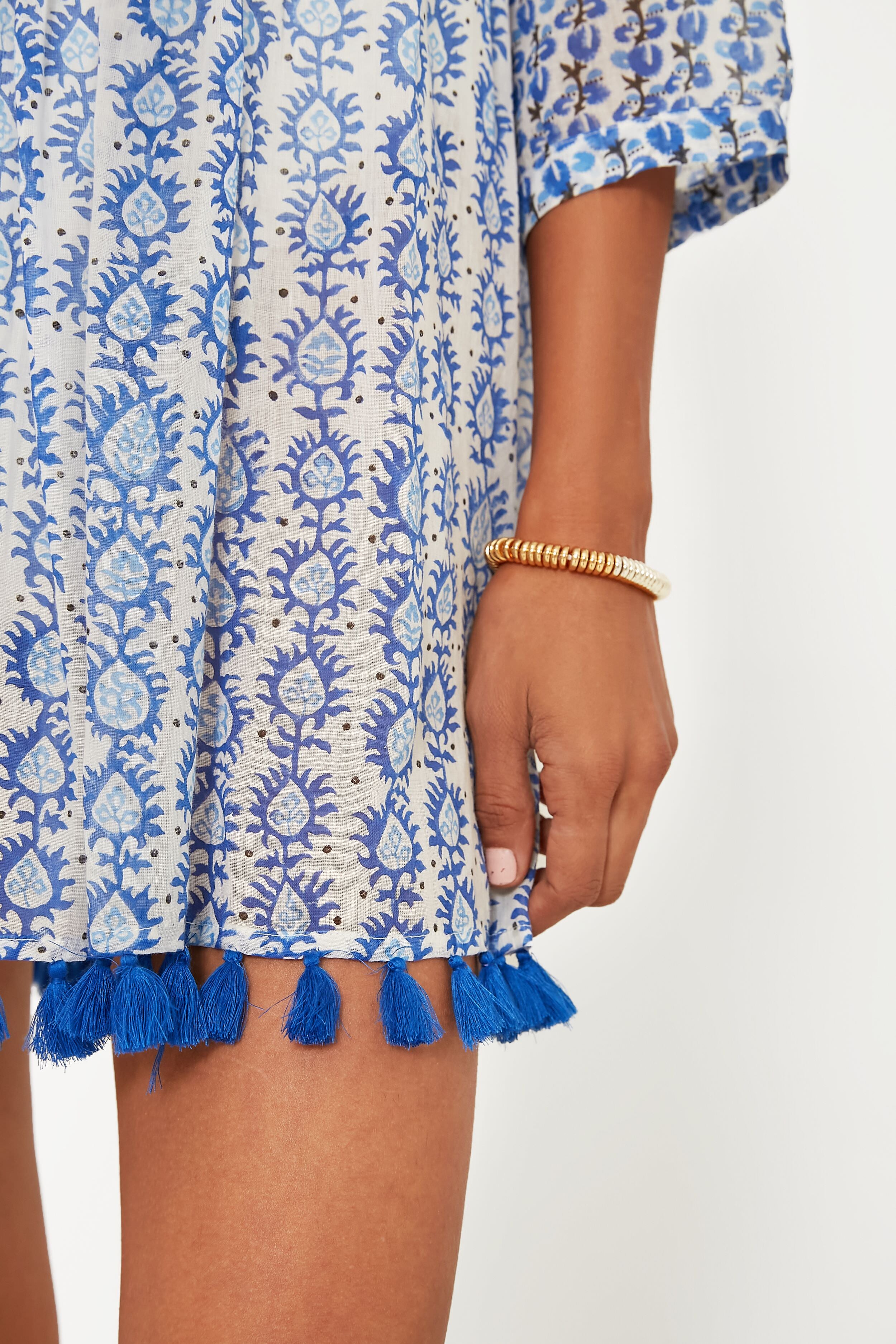Blue Lavinia Seychelles Tunic - Women's Flowy Beach Cover Up Dress for Summer Vacation, Poolside & Tropical Getaways