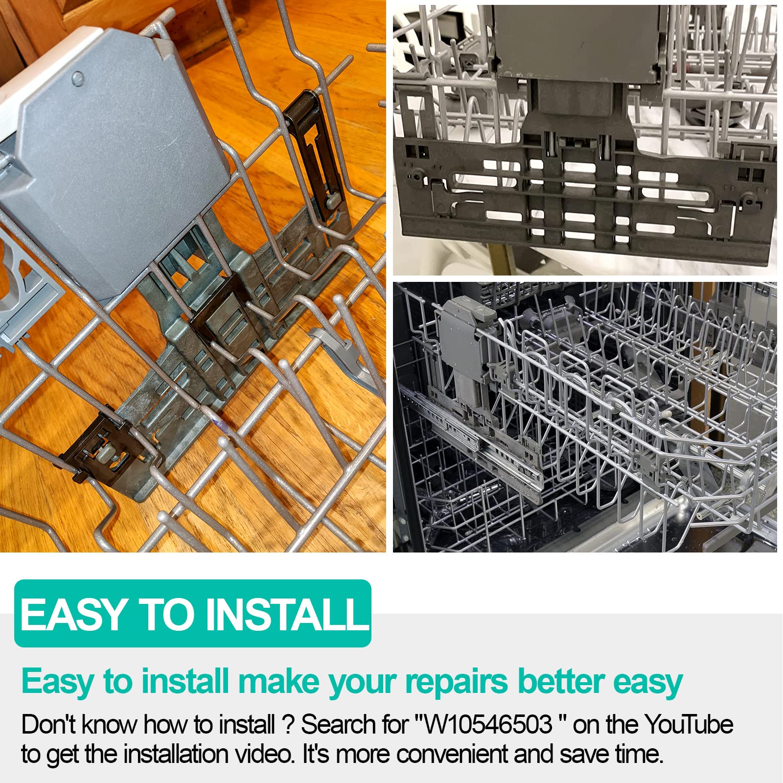 Upgraded W10546503 Dishwasher Top Rack Adjuster - Compatible with KitchenAid, Whirlpool & Kenmore Dishwashers (10-Pack) - Replacement Parts for Upper Rack WPW10546503 - Perfect for Kitchen Appliance Repair & Maintenance