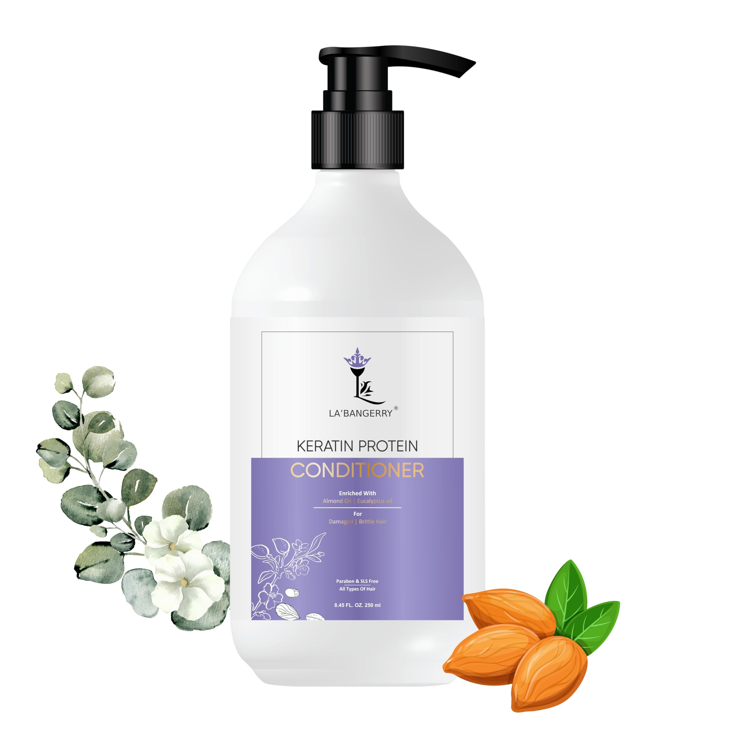 LA'BANGERRY Keratin Protein Conditioner for Women & Men - 250ml Deep Hydrating Hair Treatment, Soothes Scalp & Repairs Damaged Hair - Perfect for Dry, Frizzy Hair Care Routine at Home or Salon
