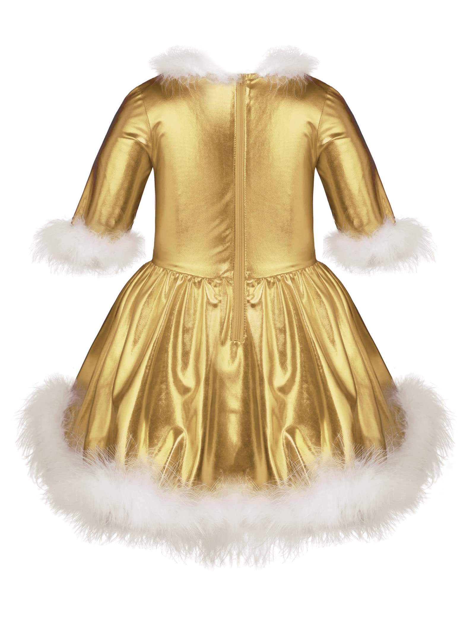 Girls Christmas Shiny Metallic Dance Costume - Jazz Outfit for Modern Dance & Figure Skating - Holiday Performance Dress for Kids (Ages 5-12) - Perfect for Recitals, Competitions & Christmas Shows